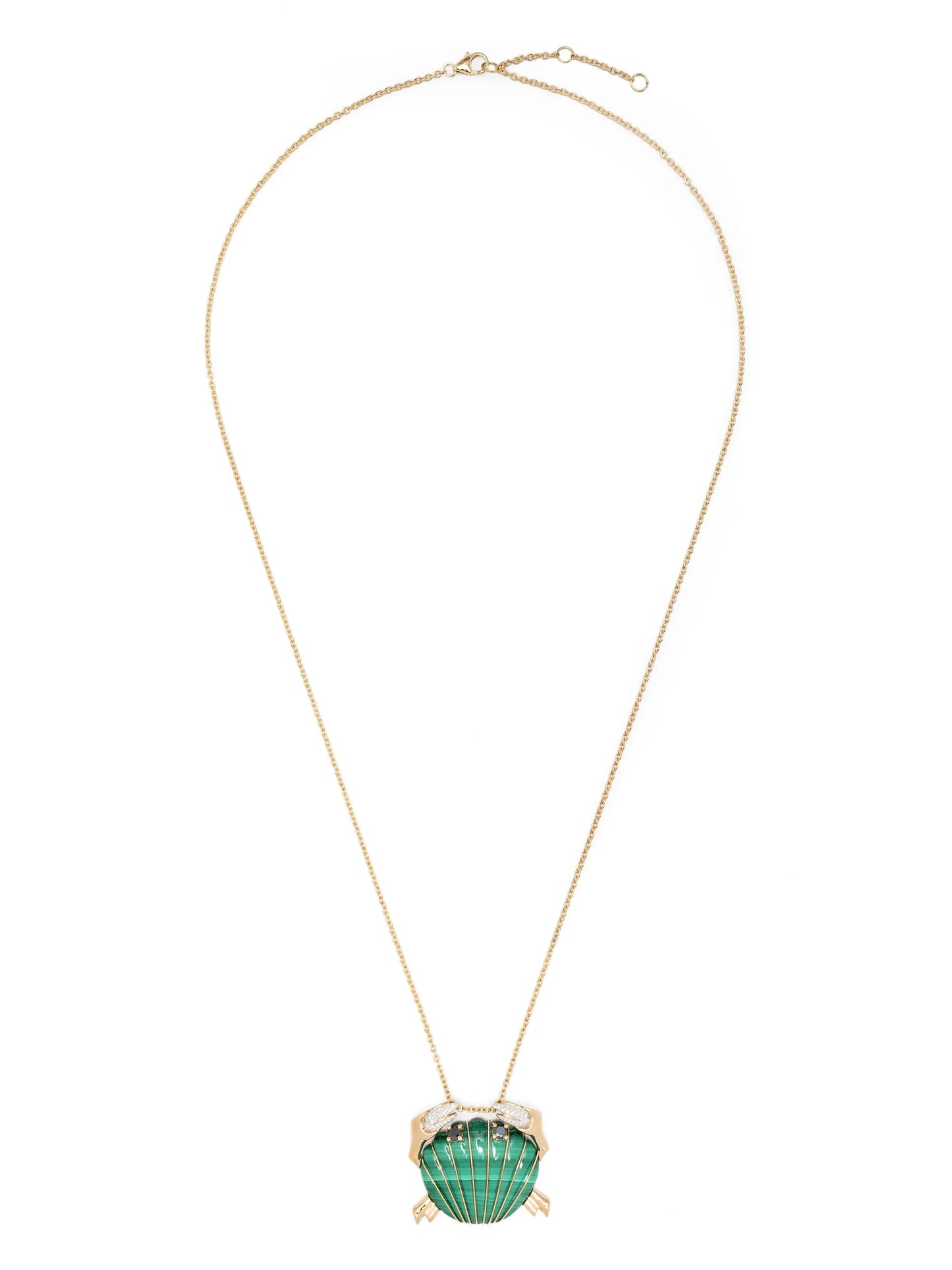 9kt gold Crab Pendant multi-stone necklace