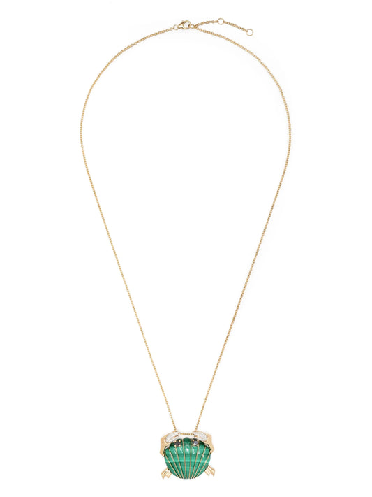 9kt gold Crab Pendant multi-stone necklace