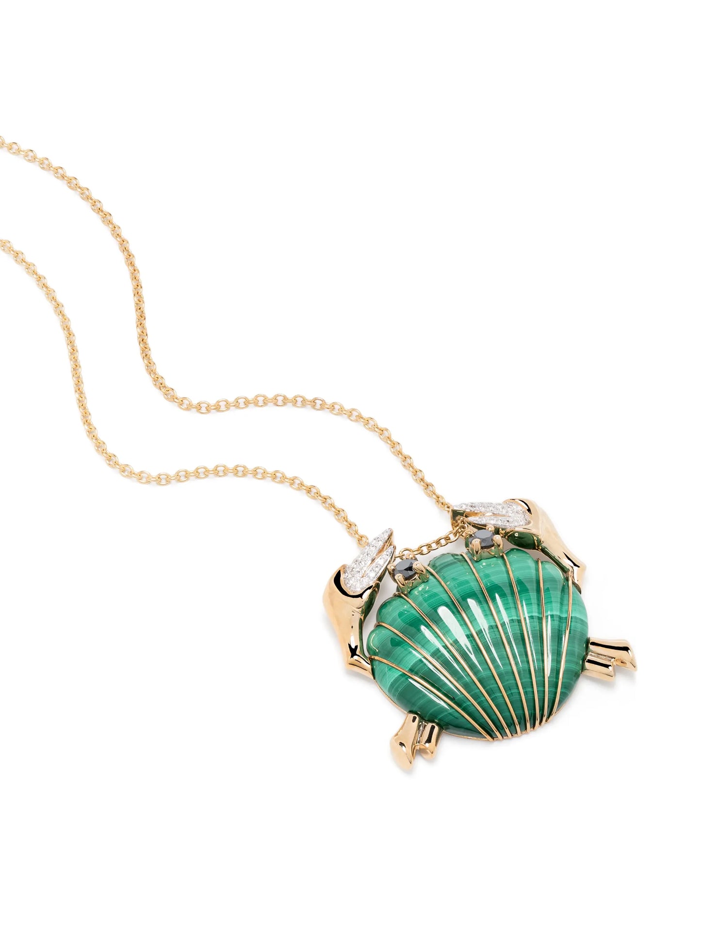9kt gold Crab Pendant multi-stone necklace