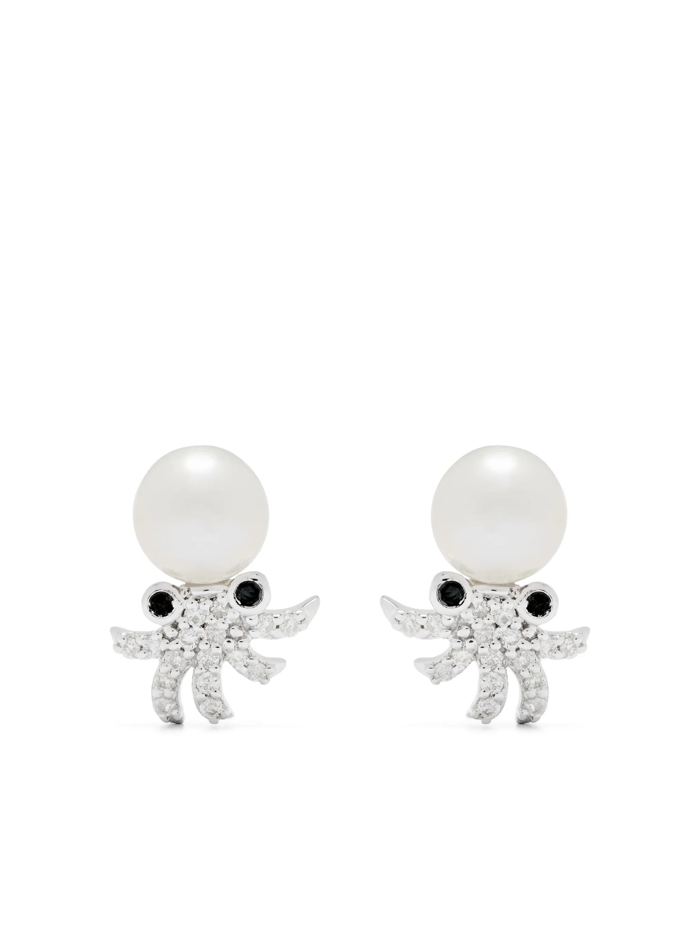 9kt white gold Paire De Puces Octopuss Or Blanc diamond earrings