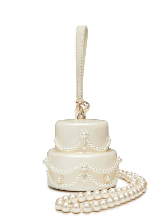 pearl-embellished cake mini bag