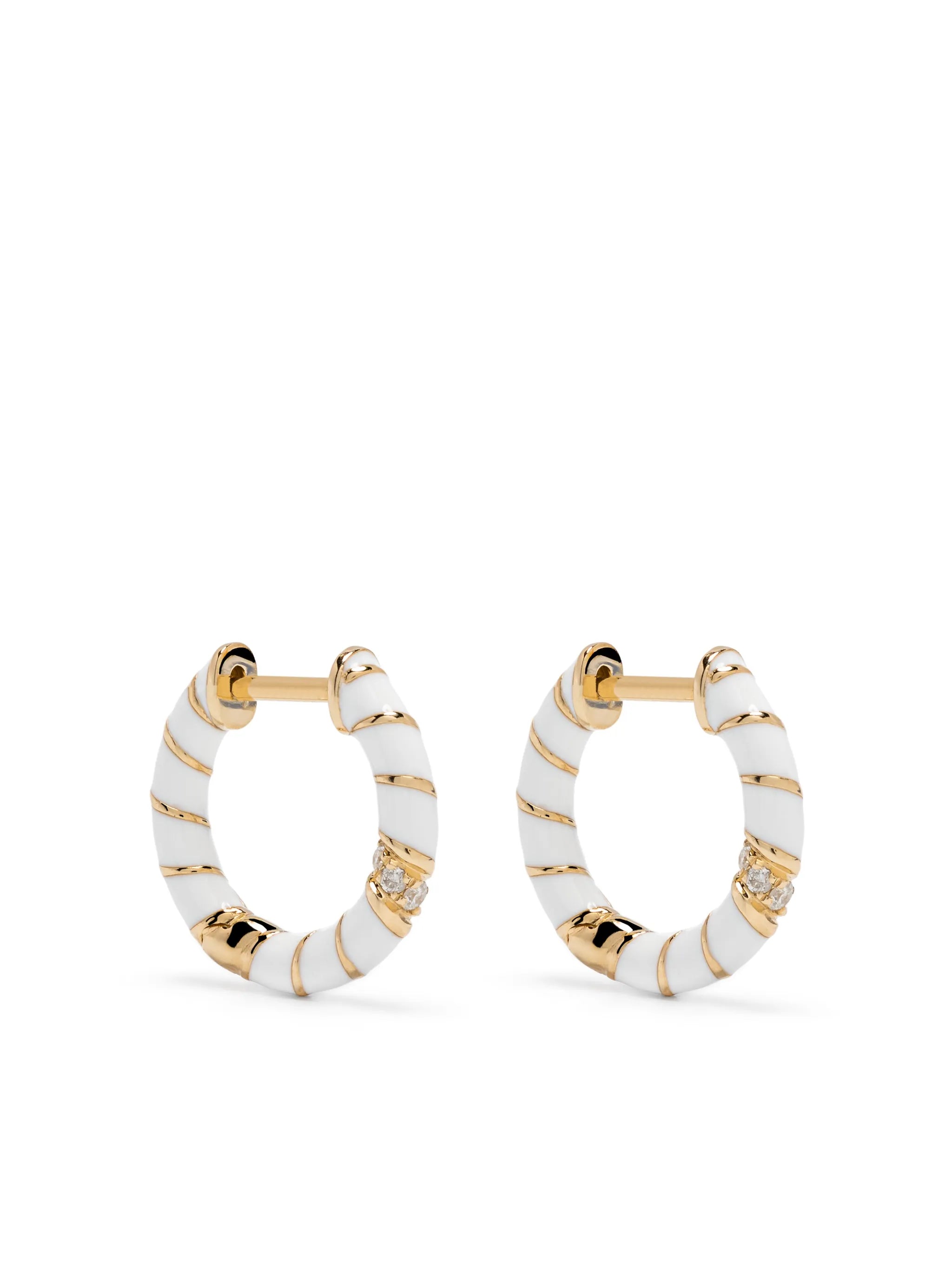 9kt yellow gold Paire De Créoles diamond hoop earrings