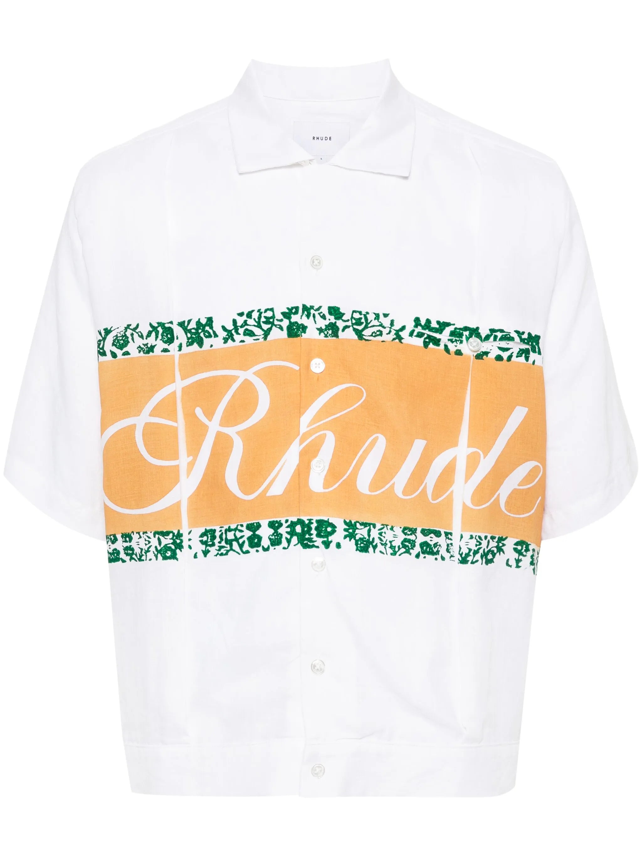 logo-print chambray shirt