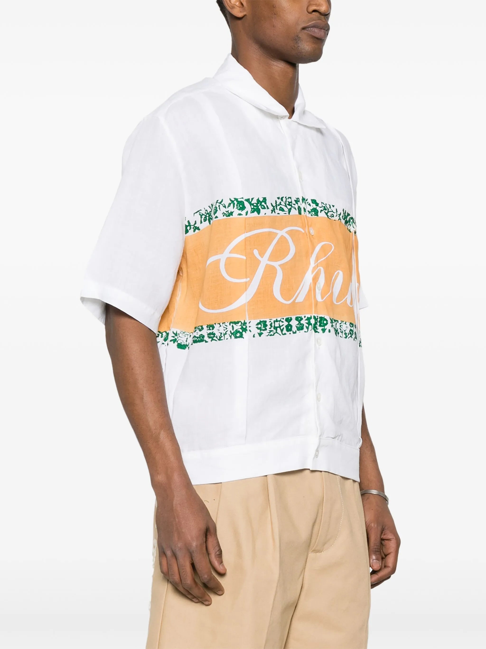 logo-print chambray shirt