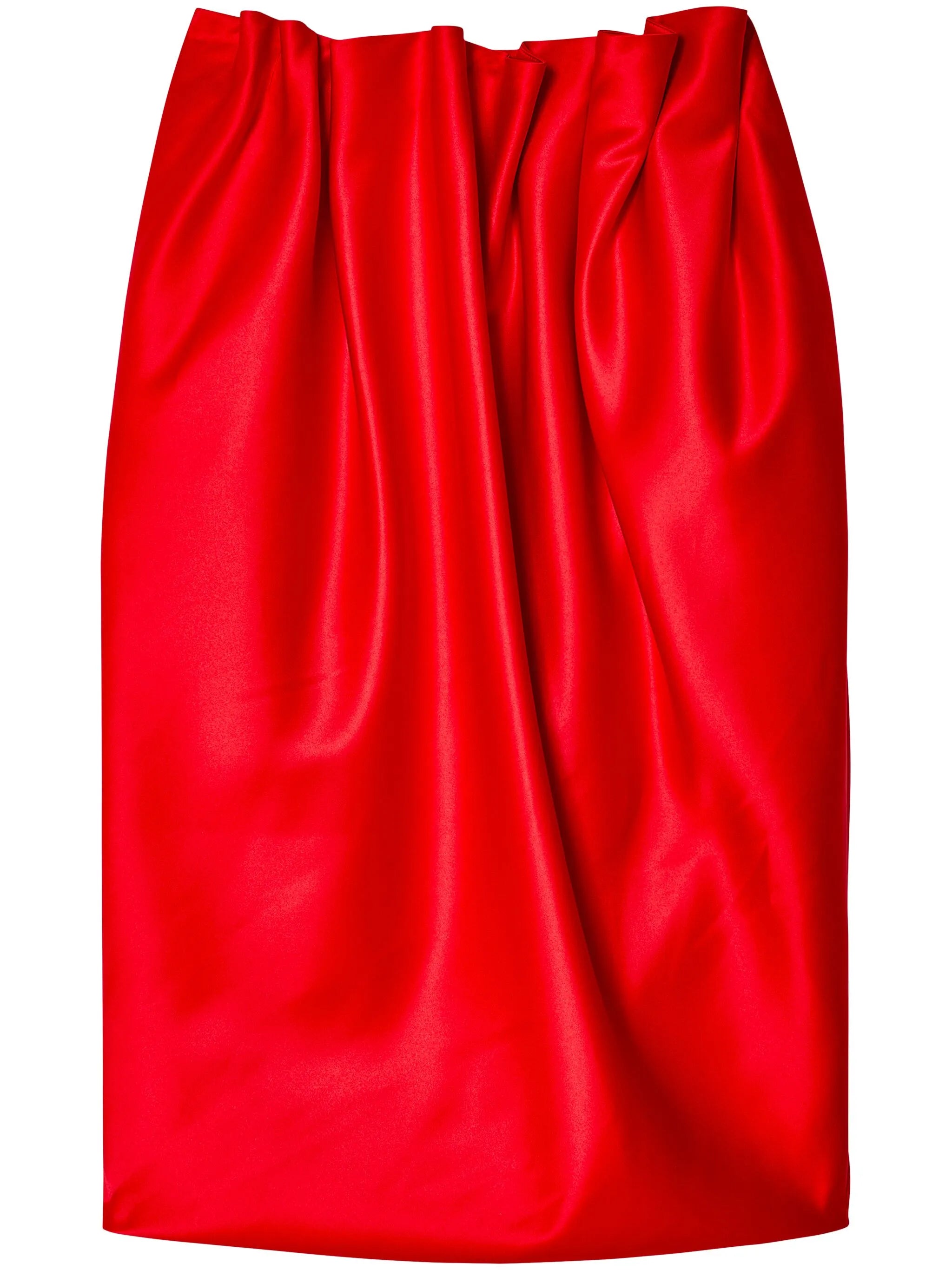 pleated satin pencil skirt