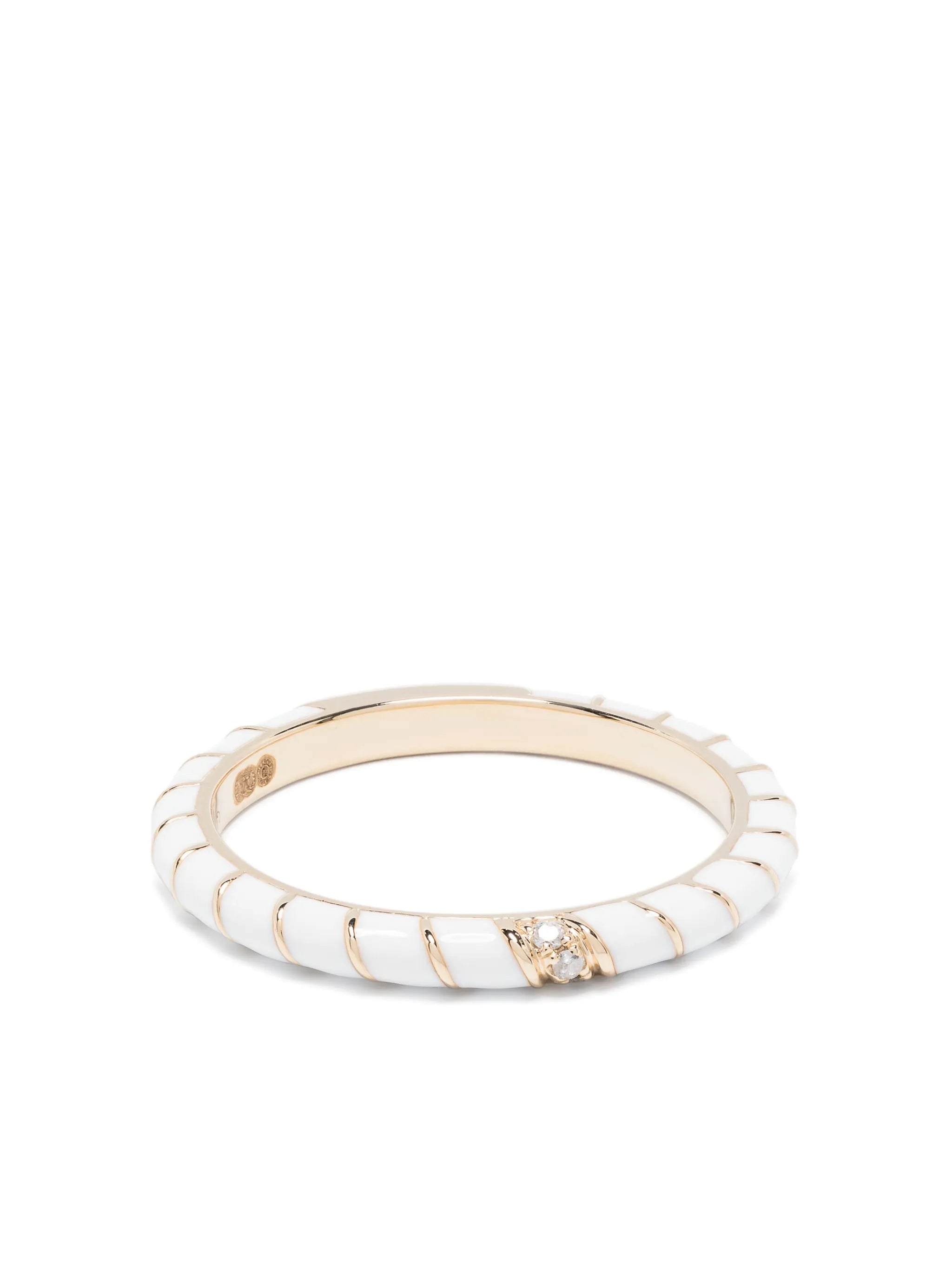 9kt yellow gold Alliance Torsade Email diamond band ring