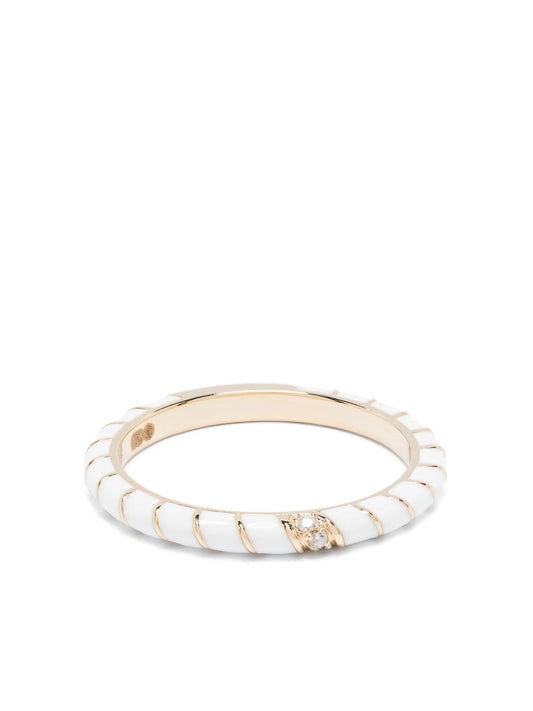9kt yellow gold Alliance Torsade Email diamond band ring