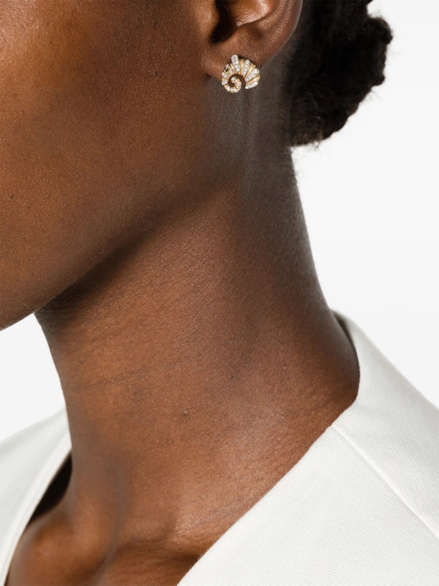 18kt yellow gold Paire De Puces Elephant Coquillage diamond earrings