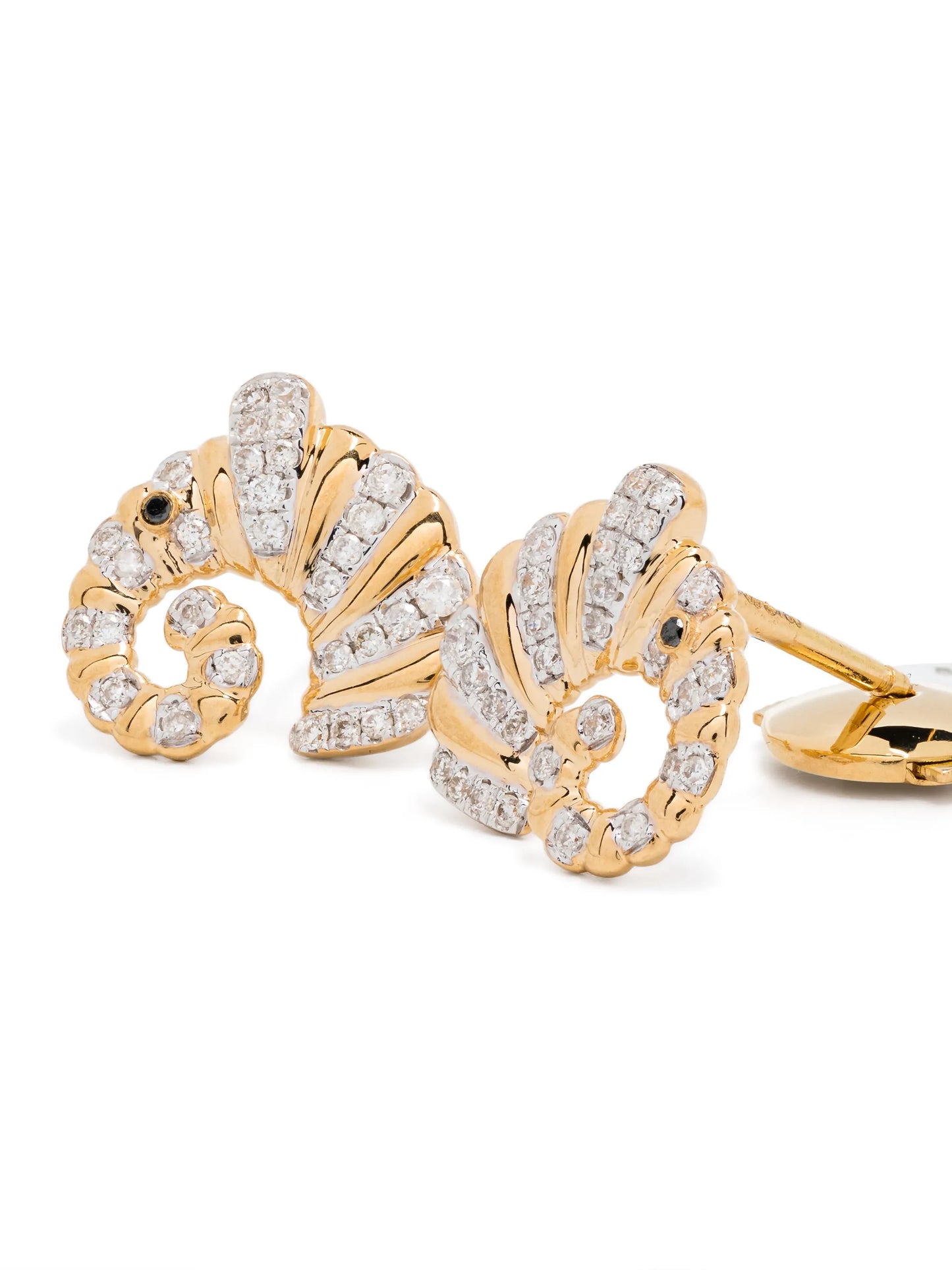 18kt yellow gold Paire De Puces Elephant Coquillage diamond earrings