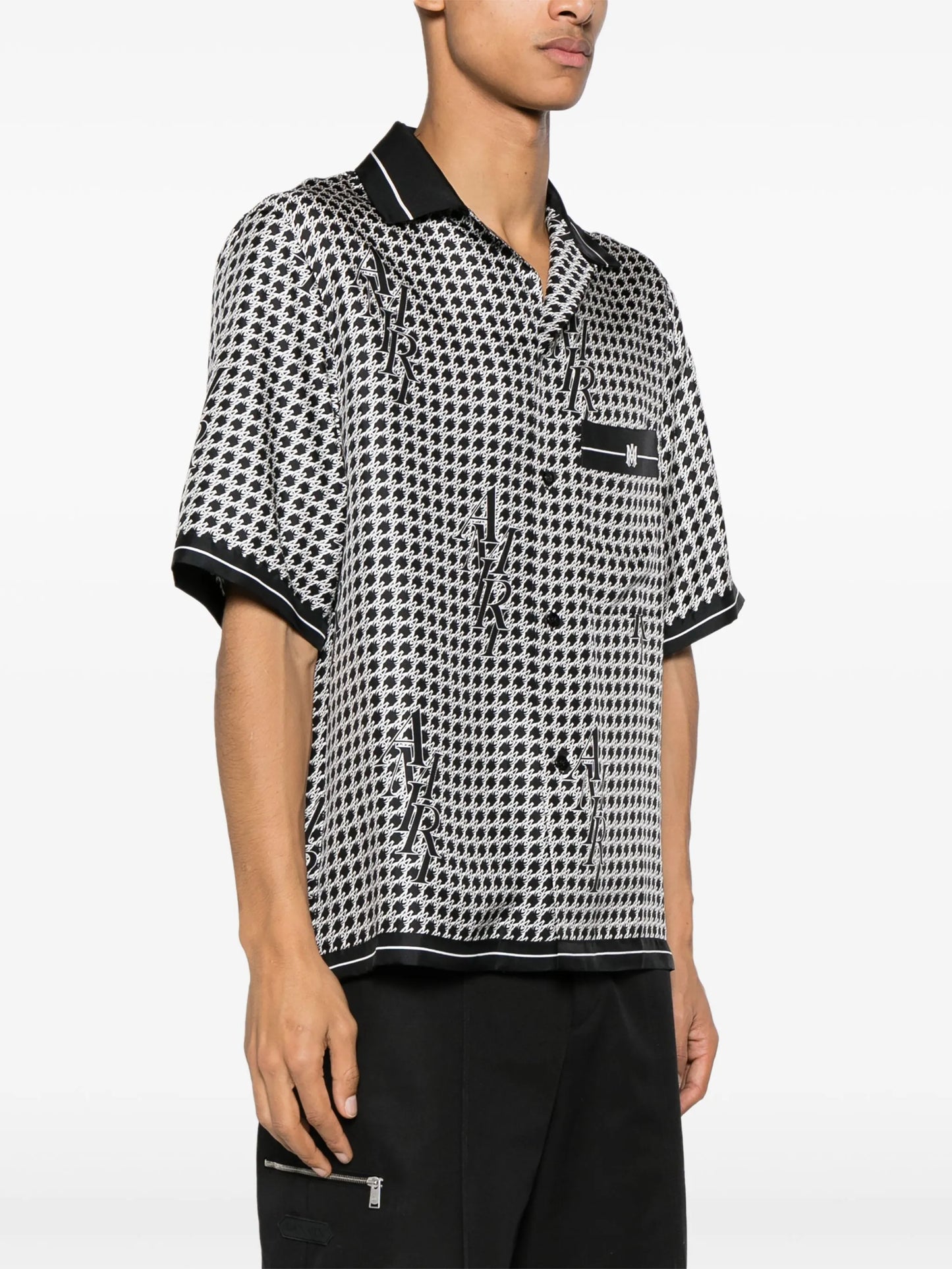 monogram-houndstooth silk shirt