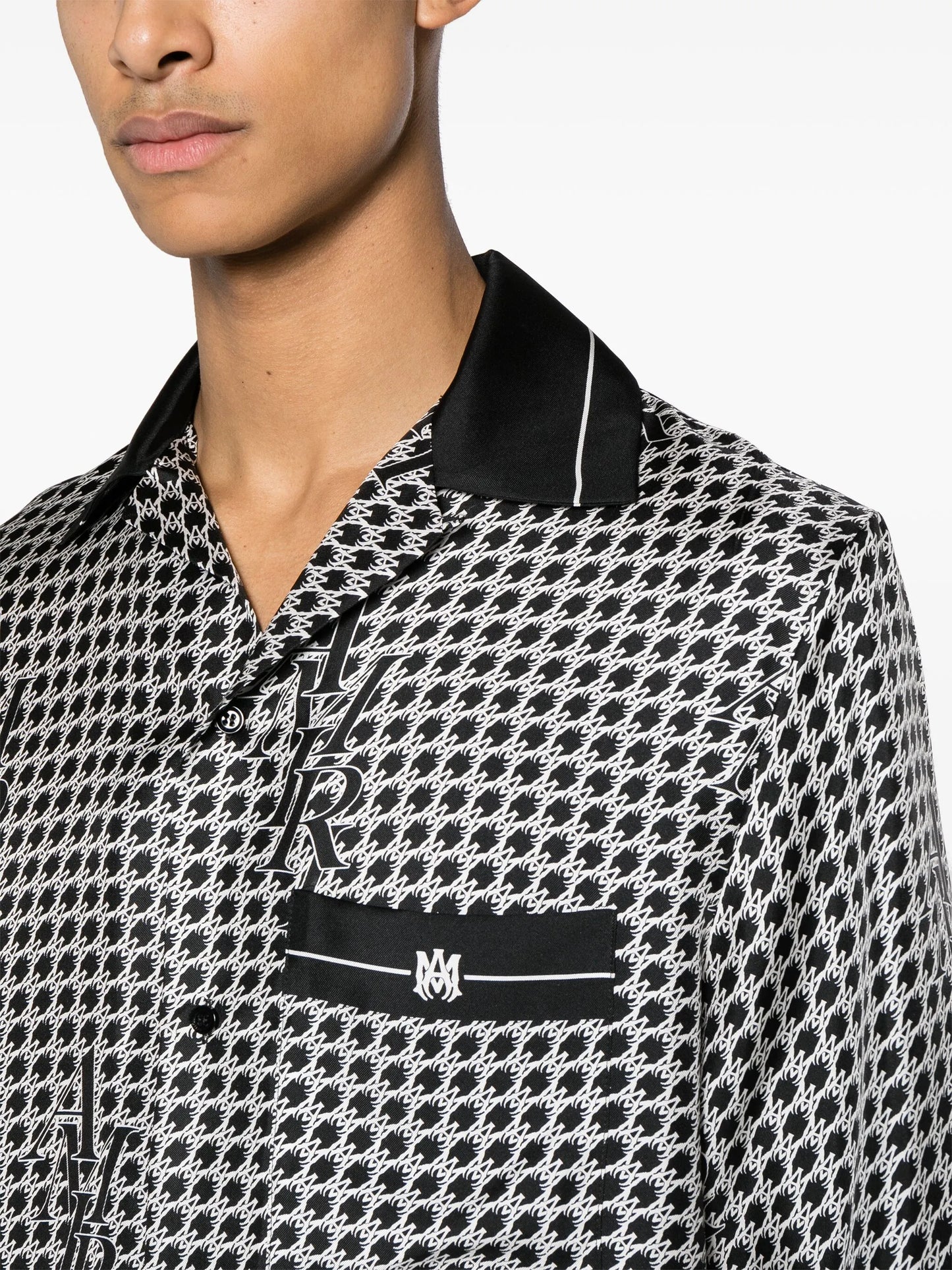 monogram-houndstooth silk shirt