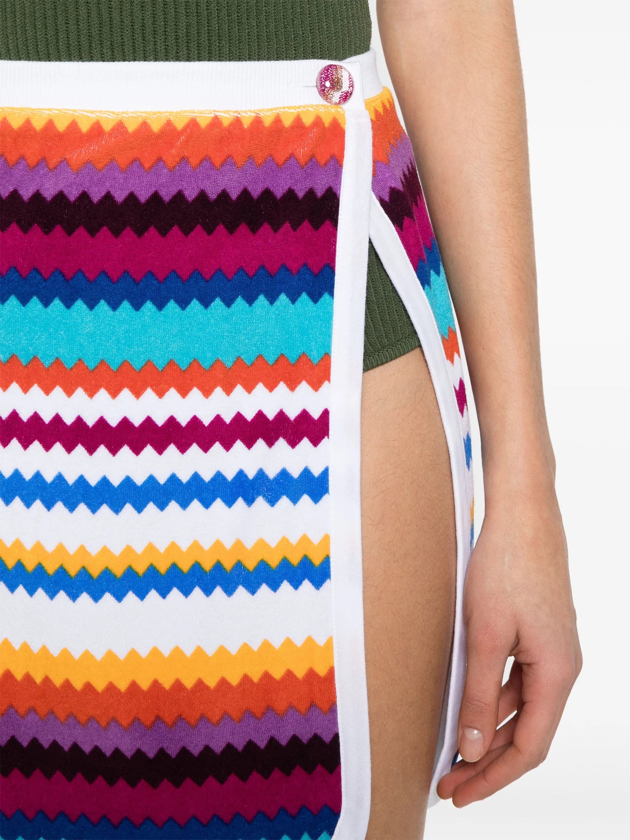Terry-chevron mini wrap skirt