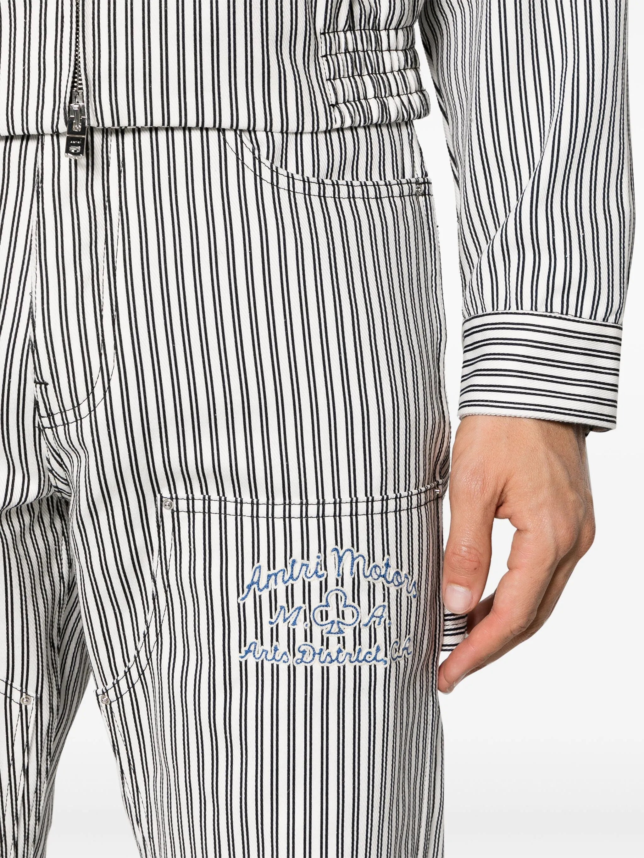 striped cotton carpenter trousers