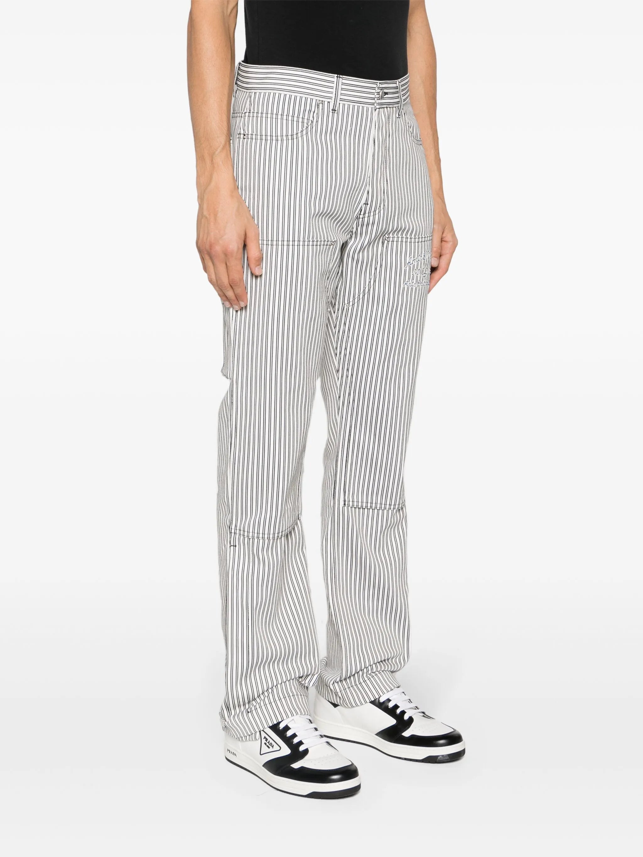 striped cotton carpenter trousers
