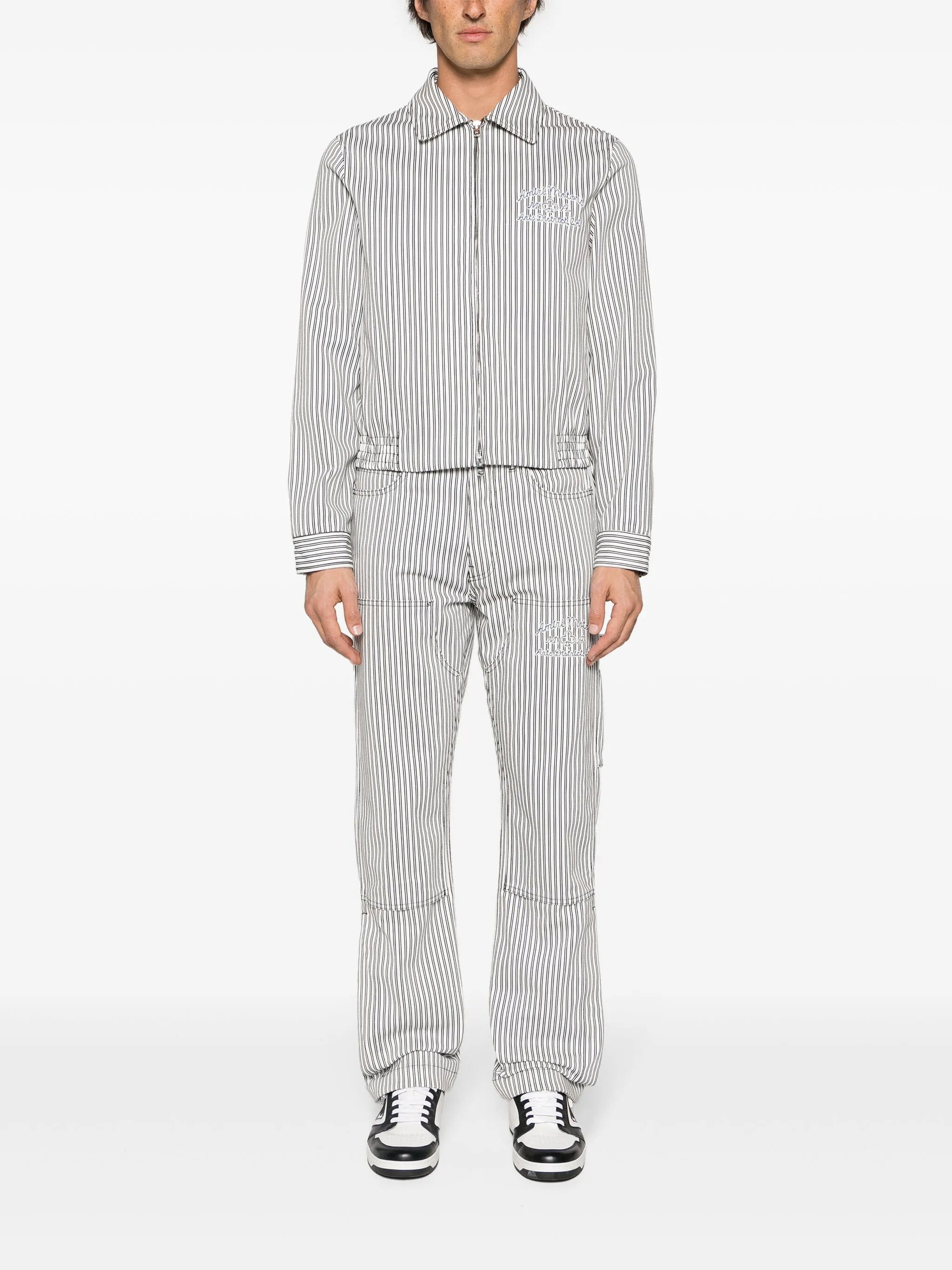 striped cotton carpenter trousers
