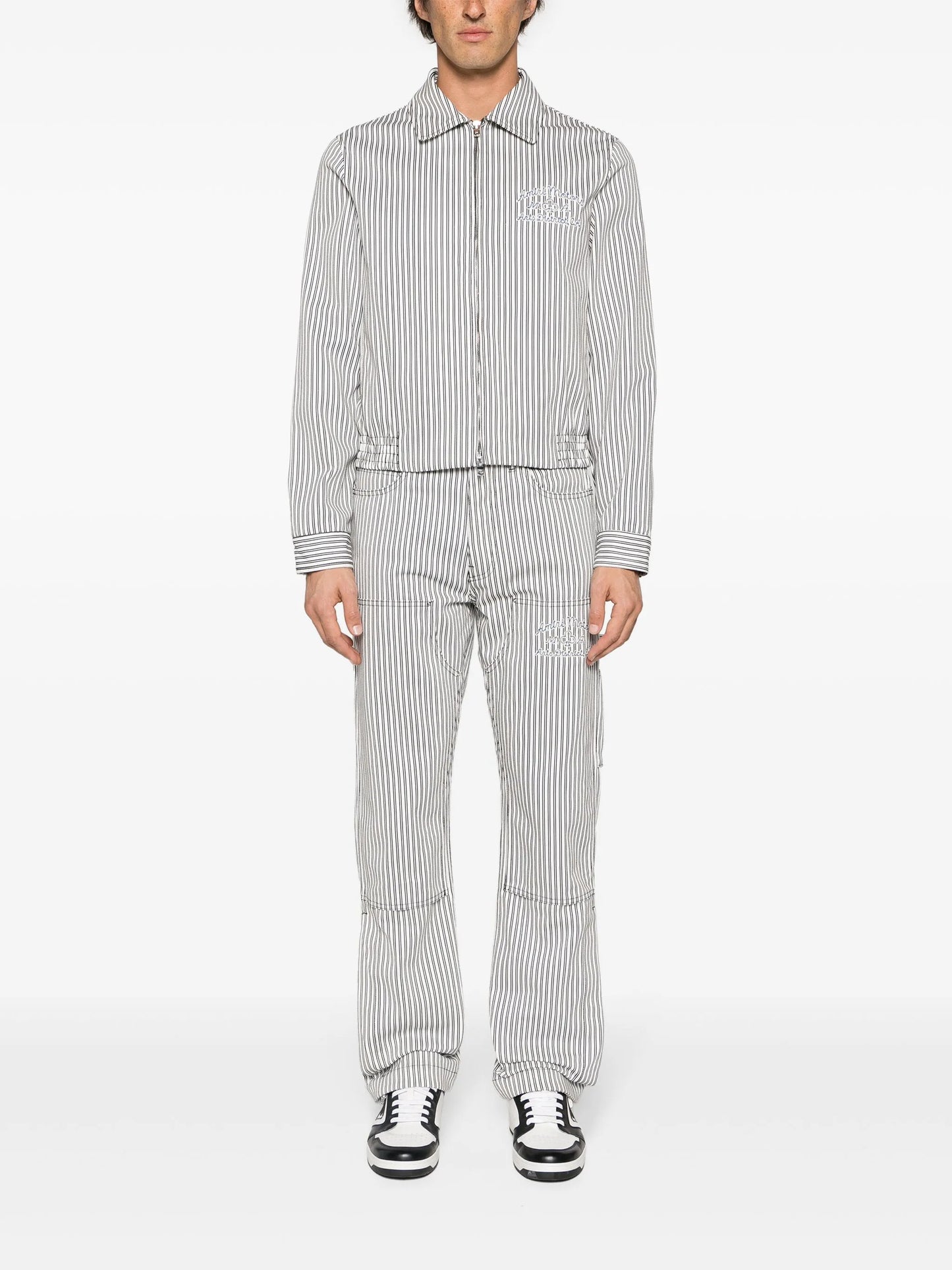 striped cotton carpenter trousers