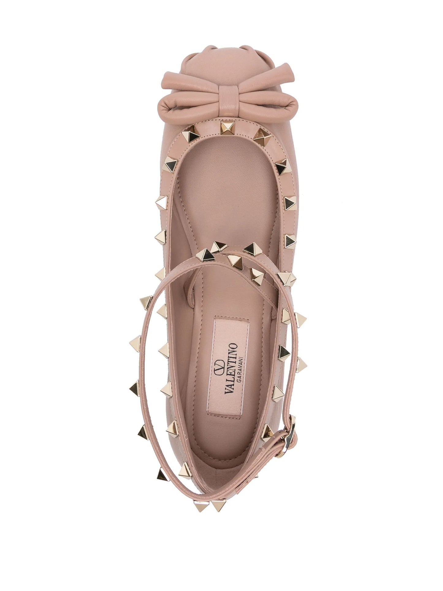 Rockstud leather ballerina shoes