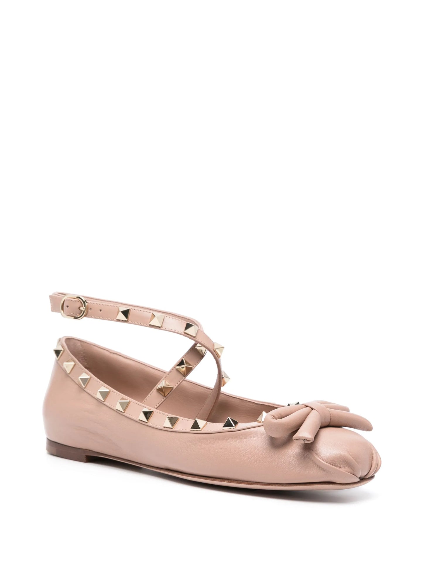 Rockstud leather ballerina shoes