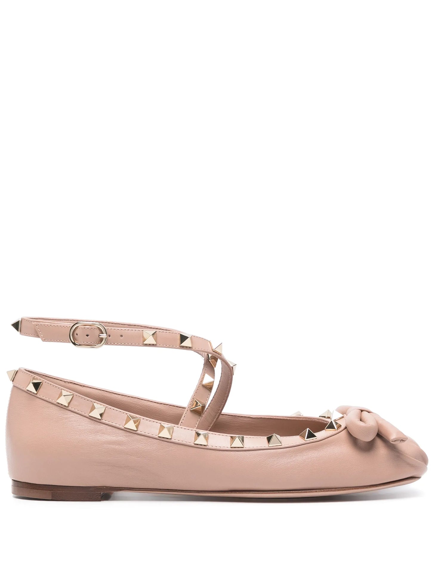 Rockstud leather ballerina shoes