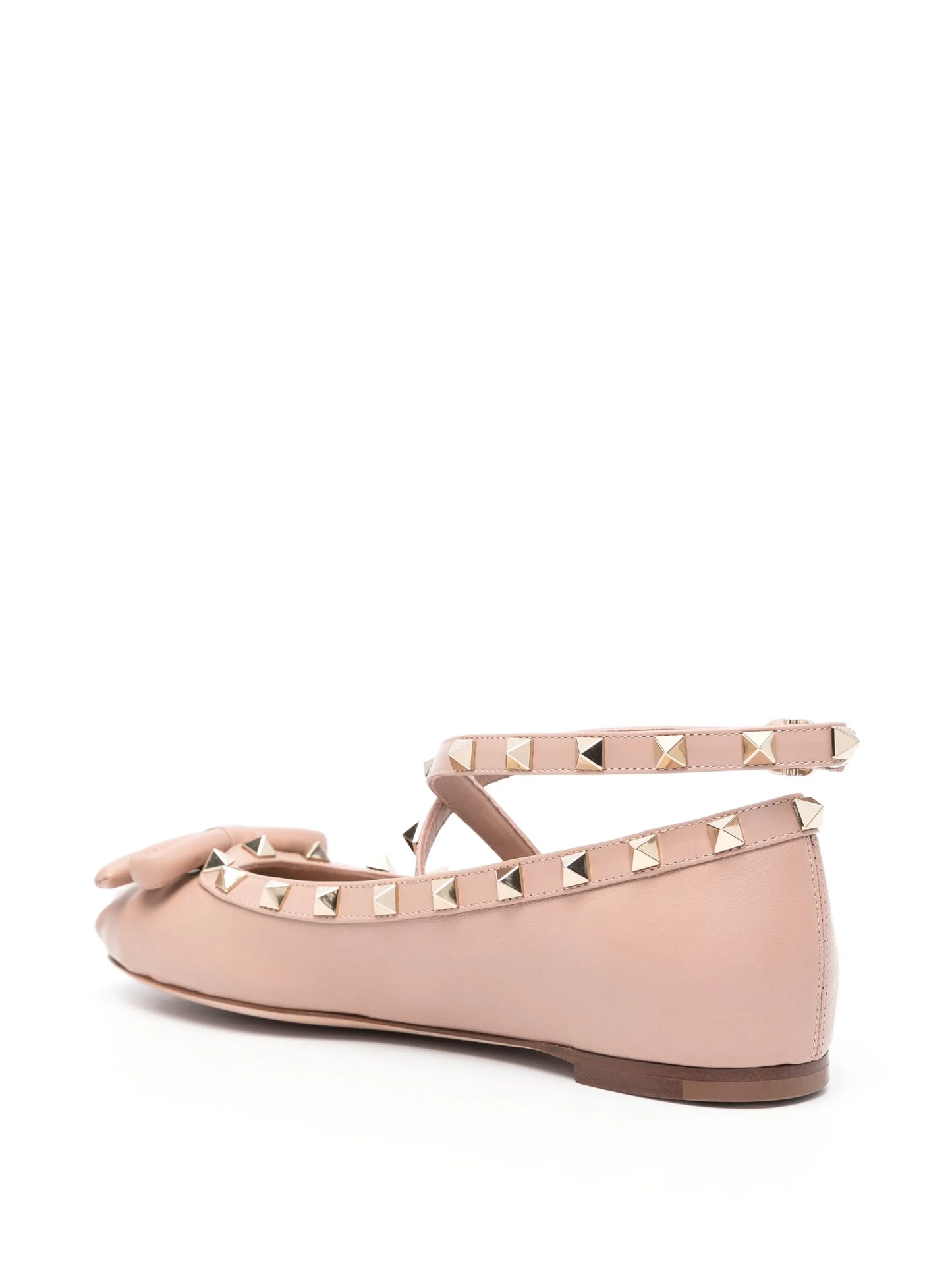 Rockstud leather ballerina shoes