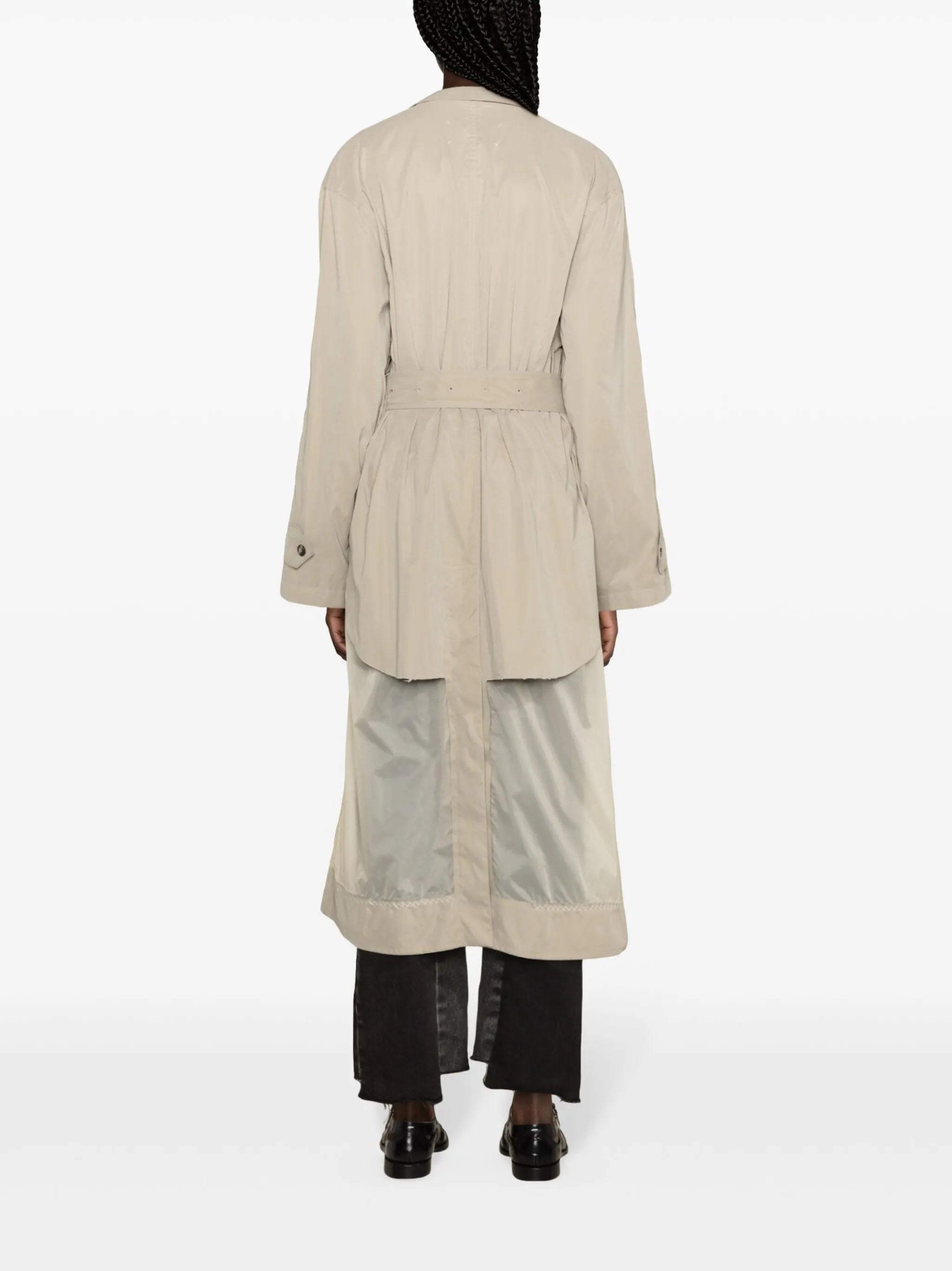 belted panelled trench coat