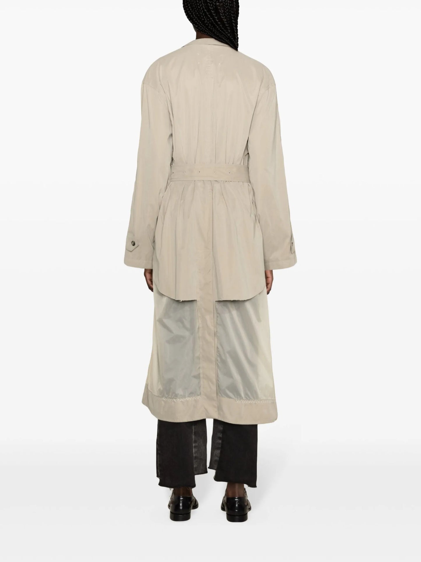 belted panelled trench coat