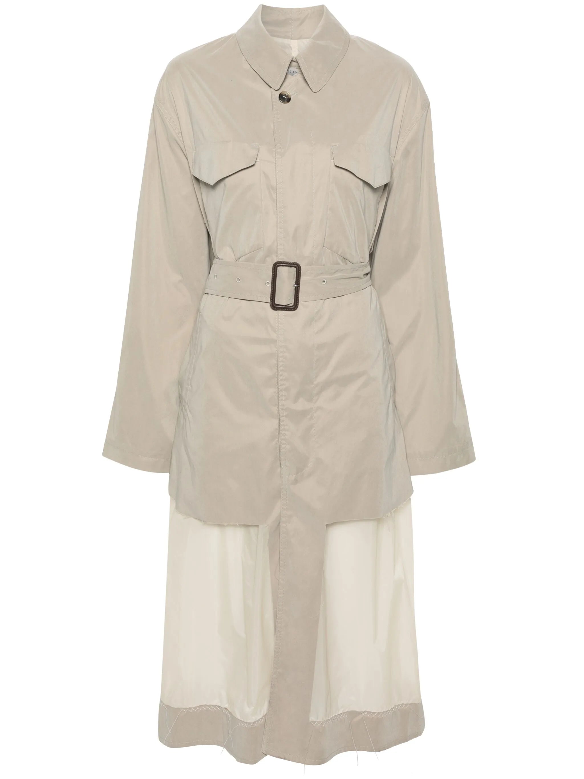 belted panelled trench coat