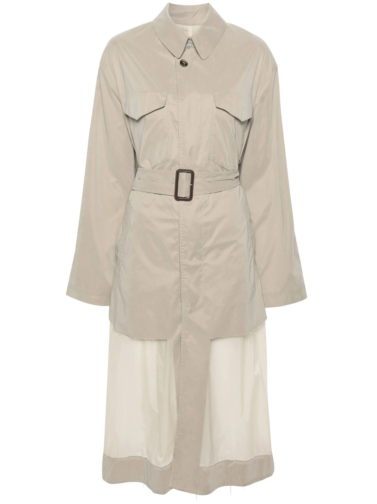 belted panelled trench coat