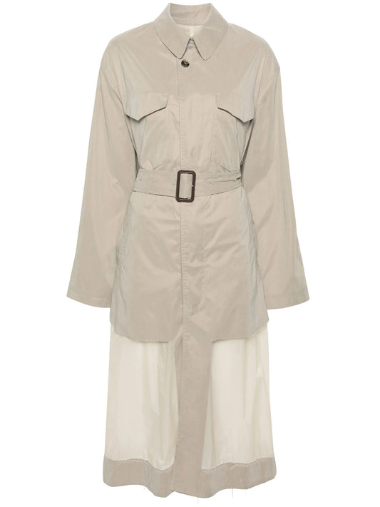 belted panelled trench coat