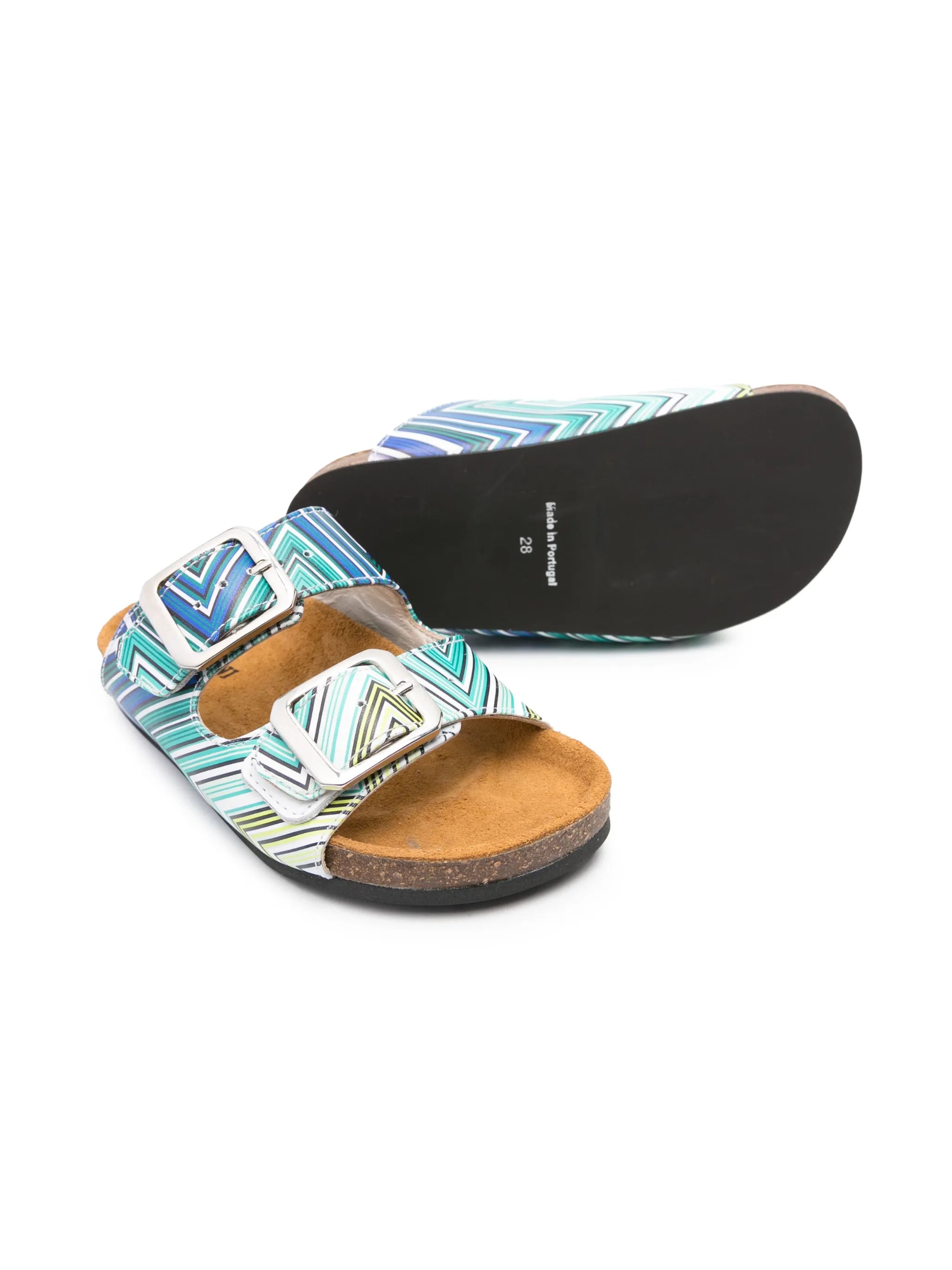 zigzag-print slip-on sandals