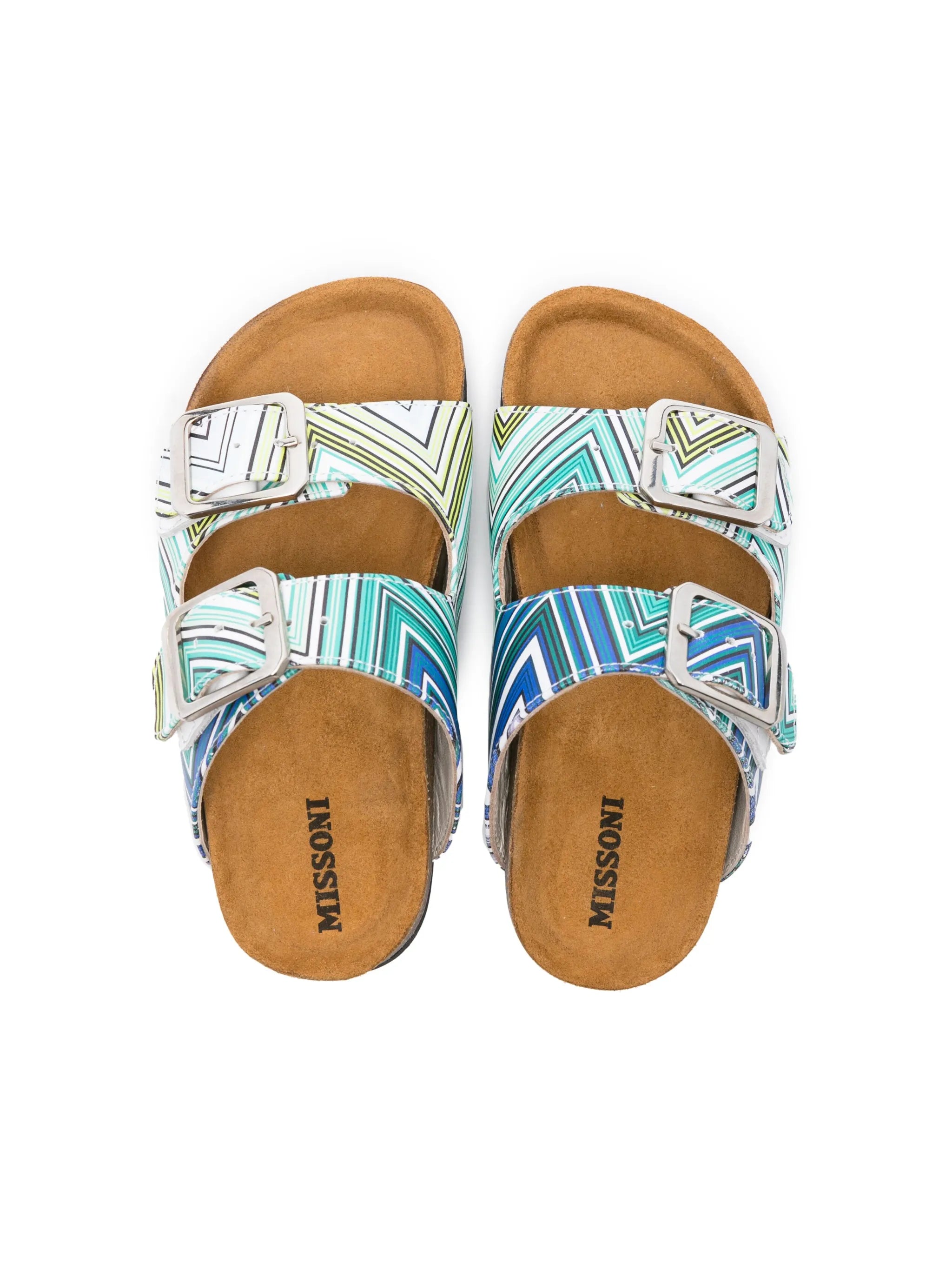 zigzag-print slip-on sandals