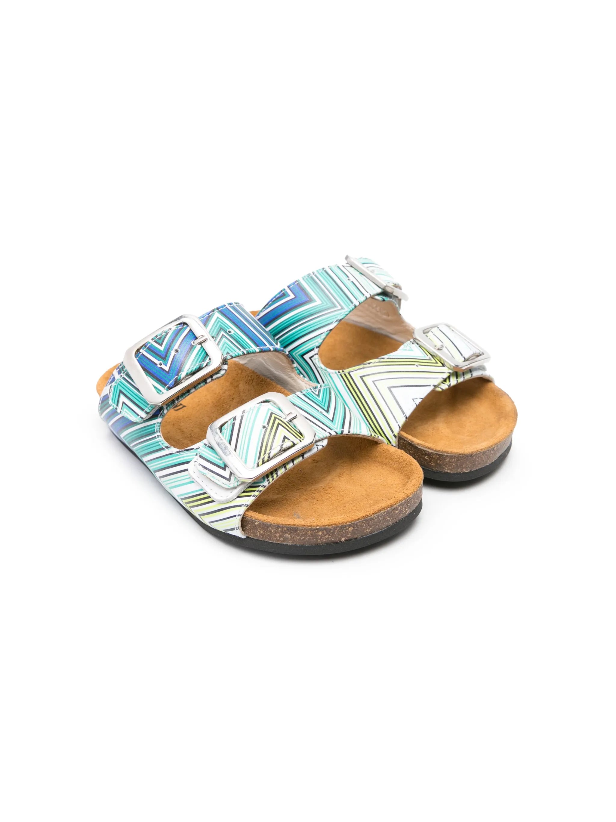 zigzag-print slip-on sandals