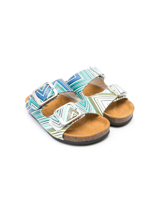 zigzag-print slip-on sandals