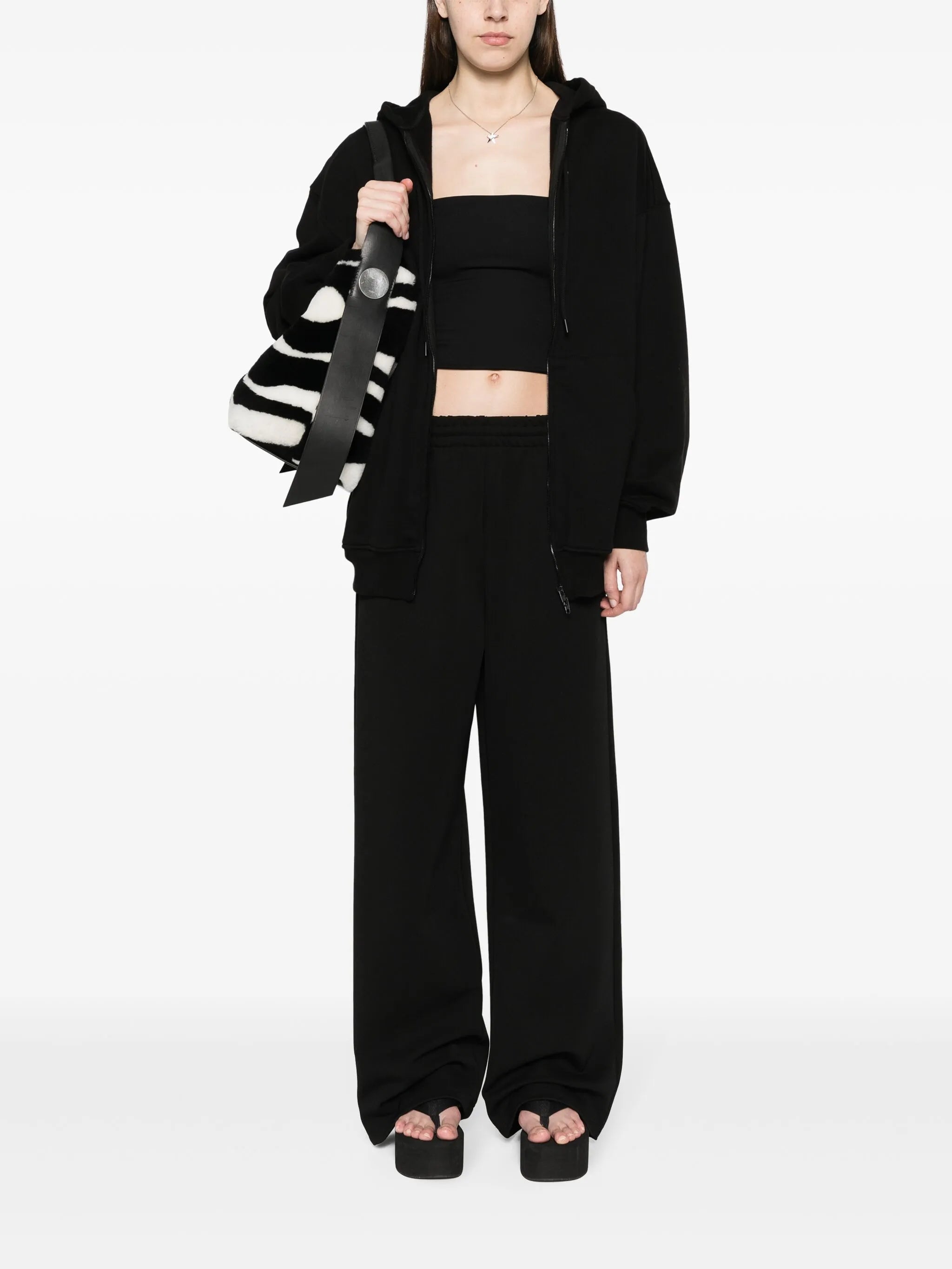 ribbed straight-leg trousers