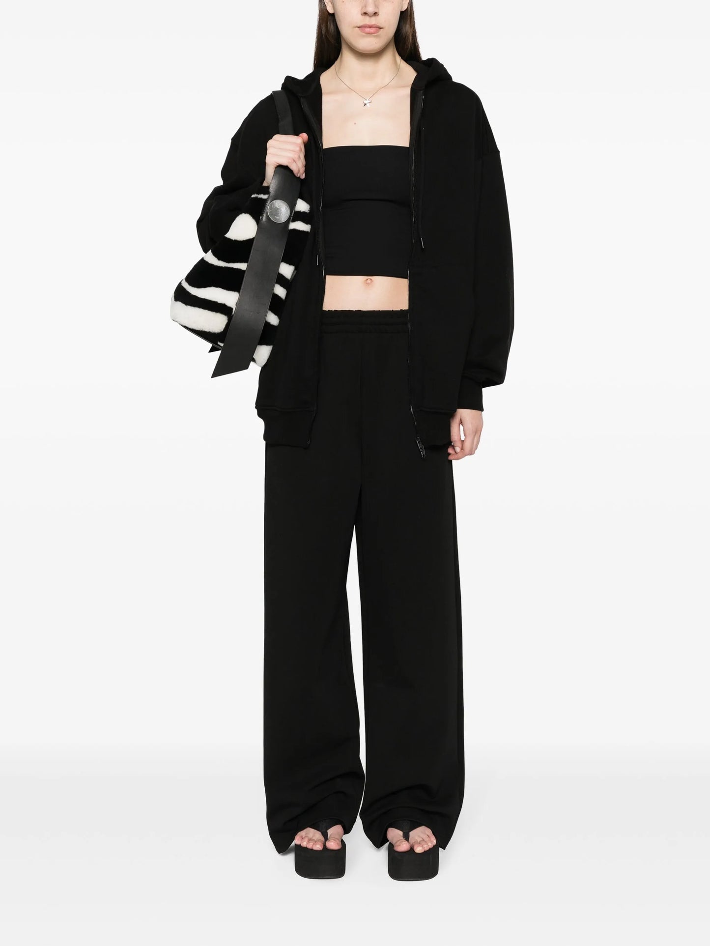 ribbed straight-leg trousers