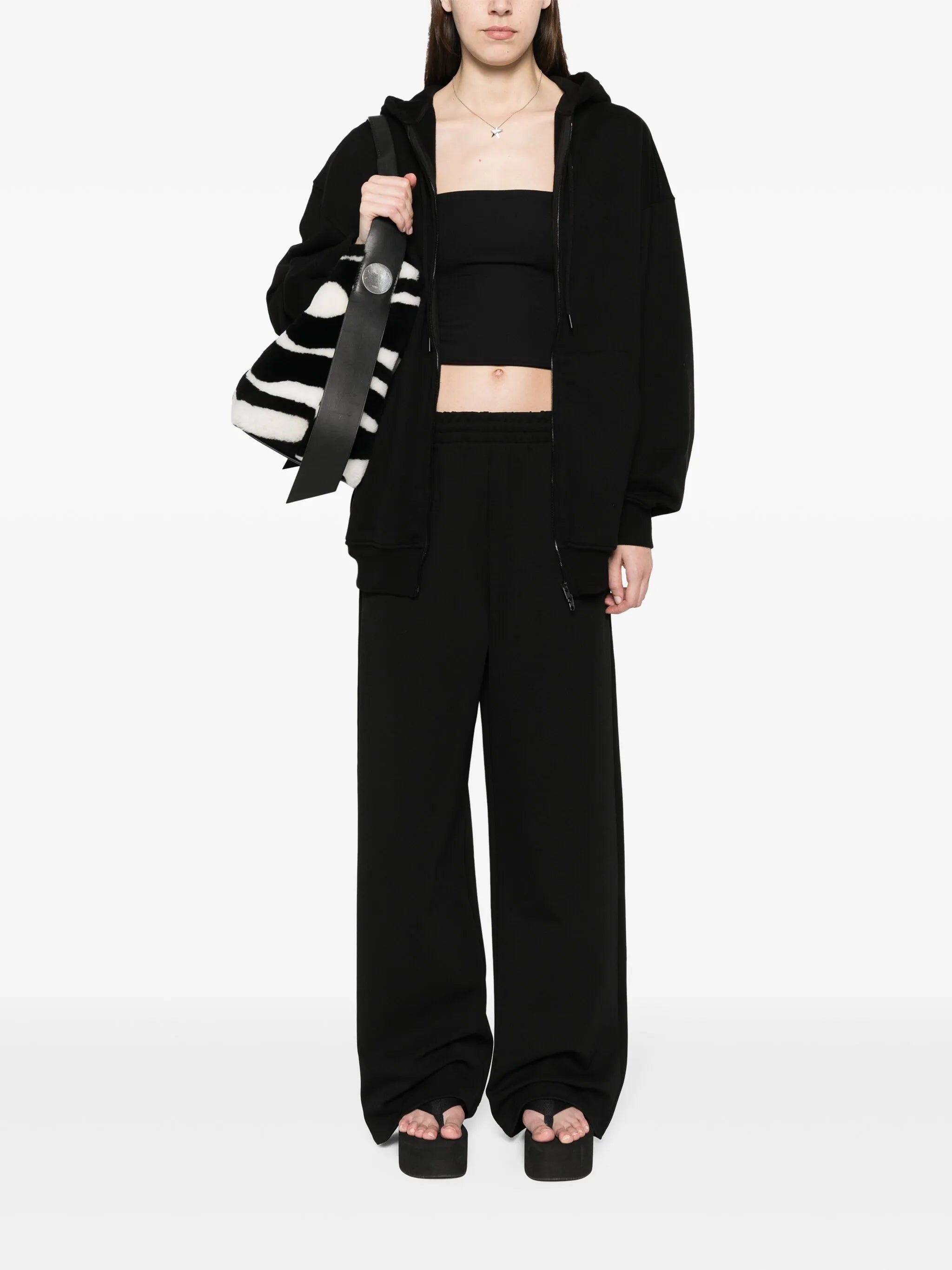 drop-shoulder zip-up hoodie
