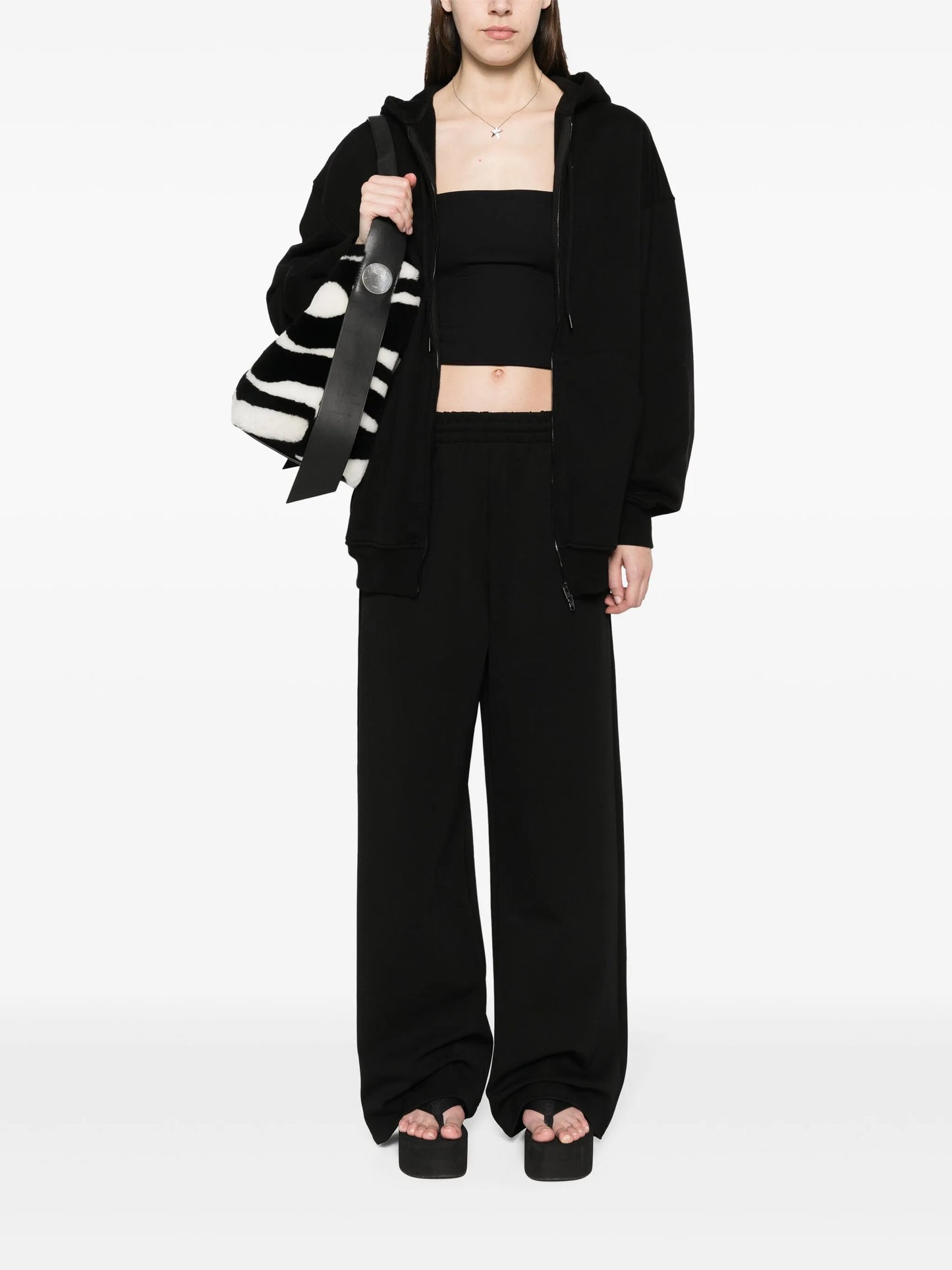 drop-shoulder zip-up hoodie