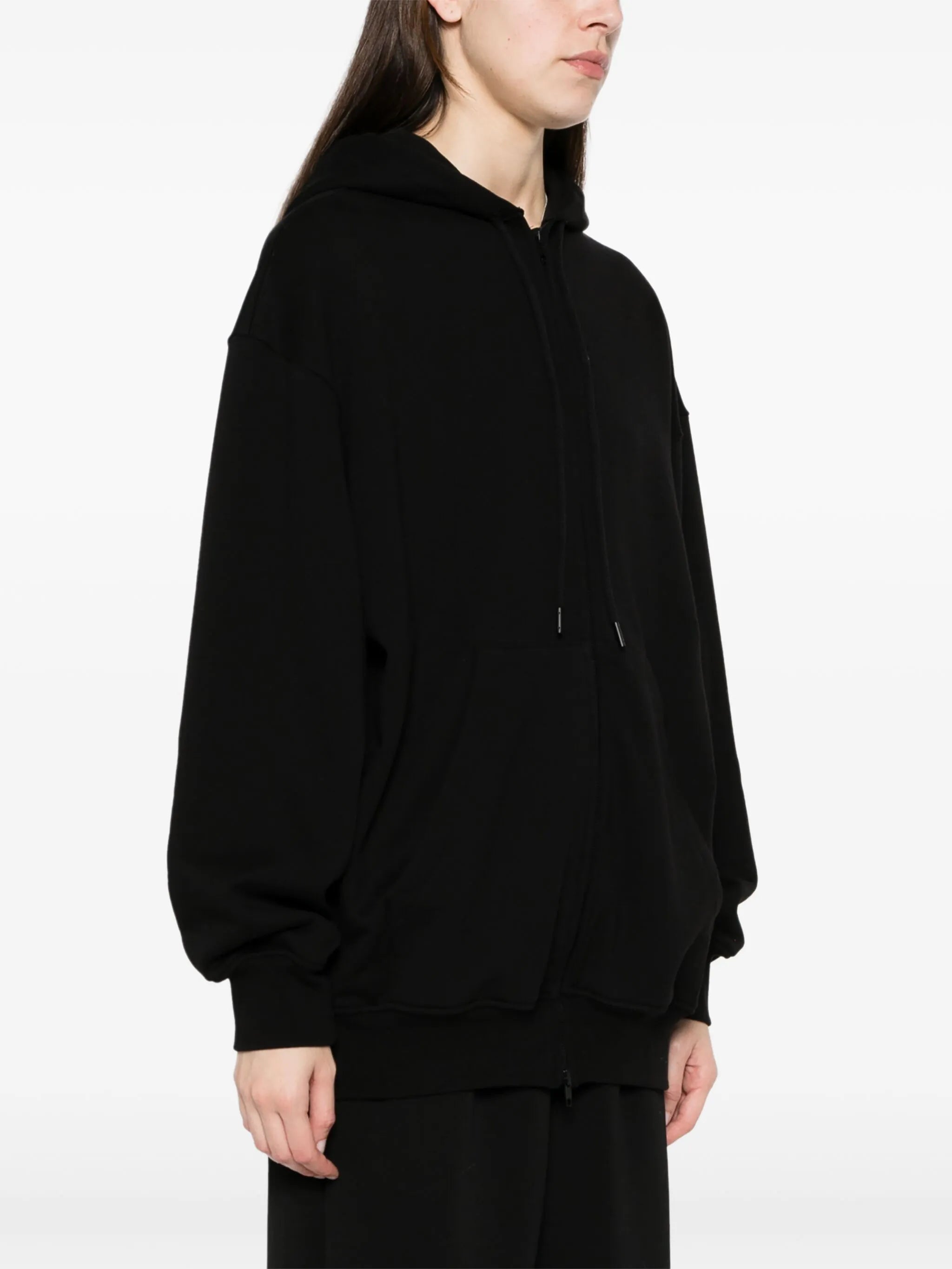drop-shoulder zip-up hoodie