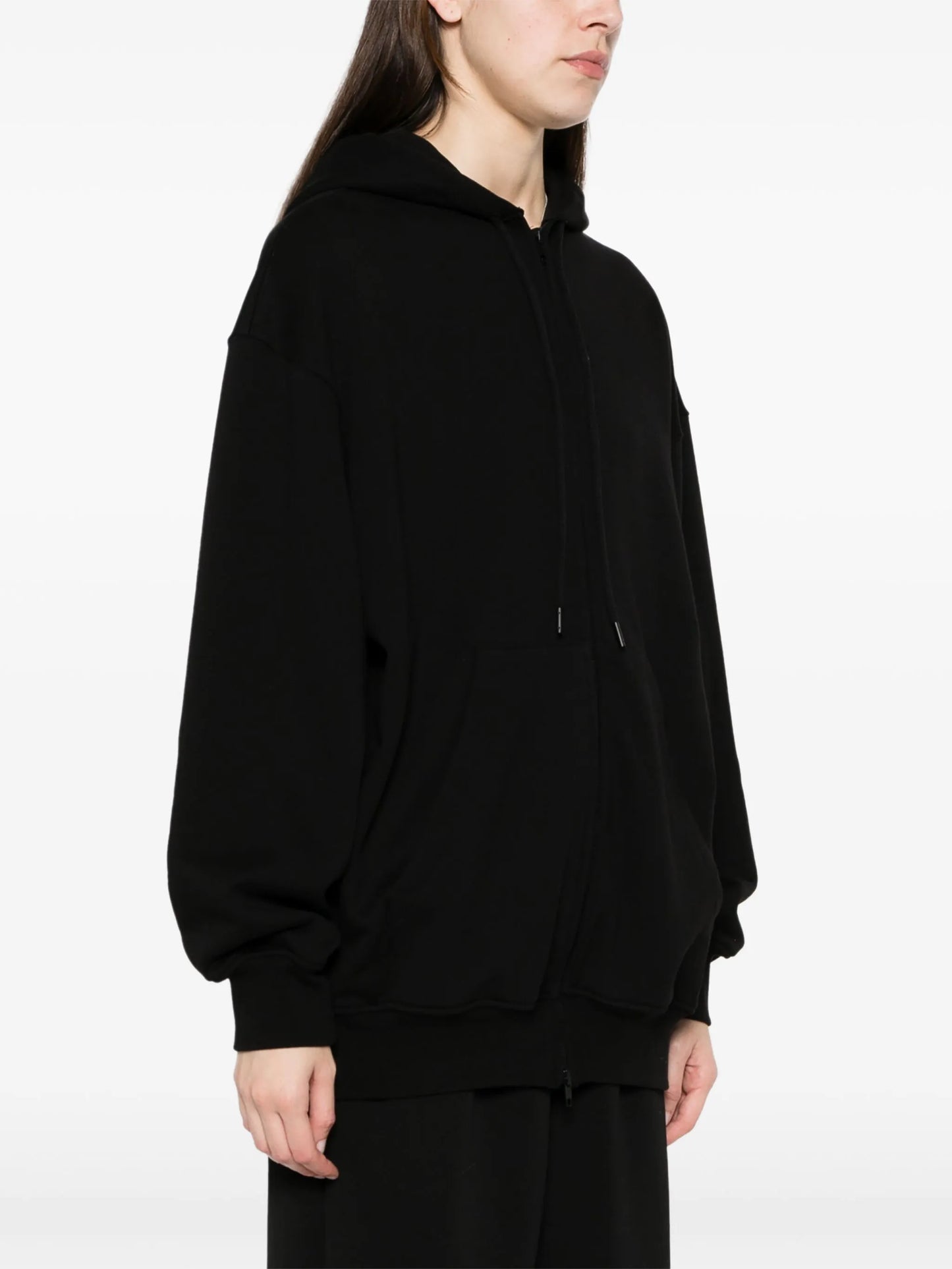 drop-shoulder zip-up hoodie