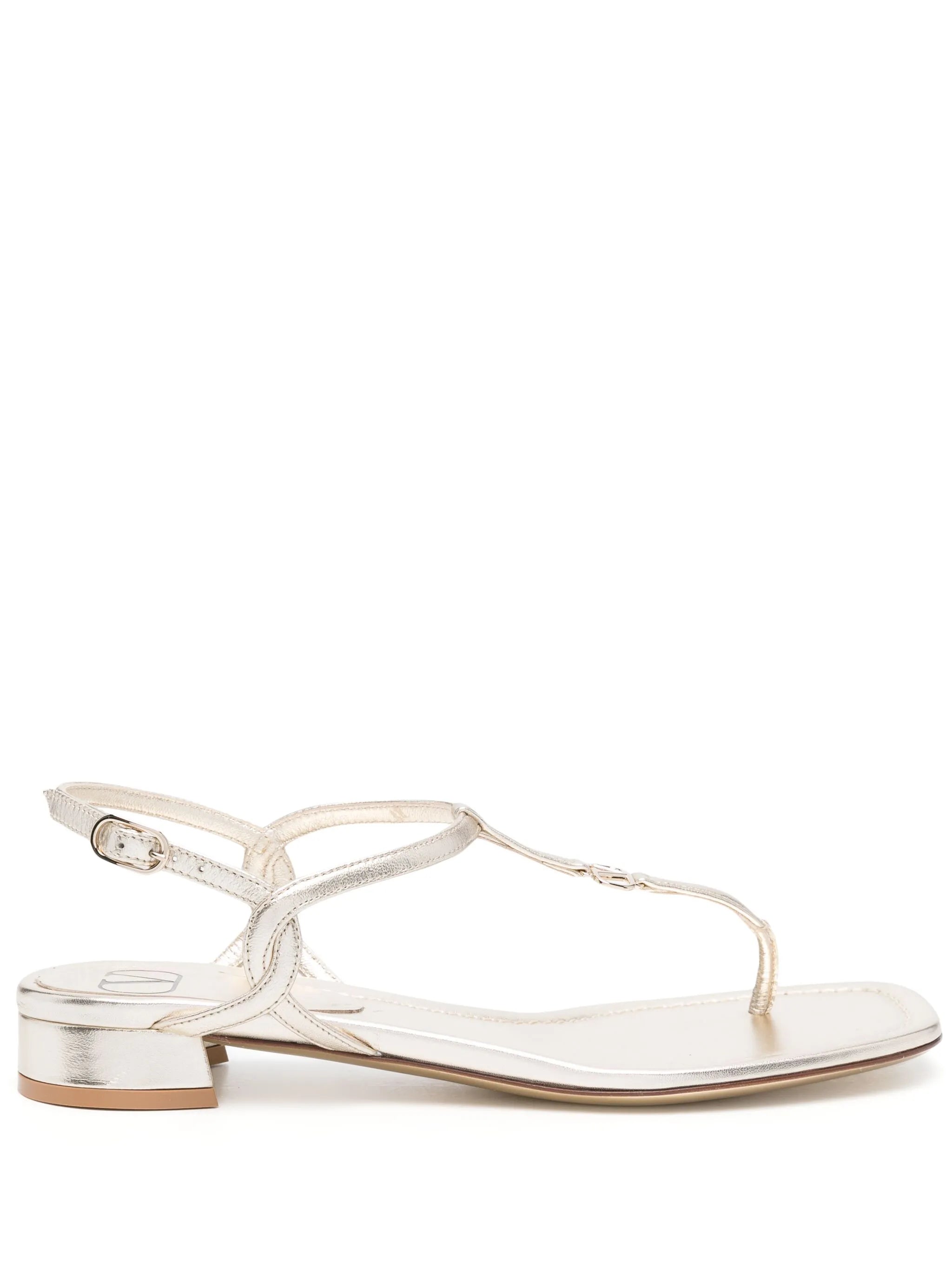 thong-strap metallic sandals