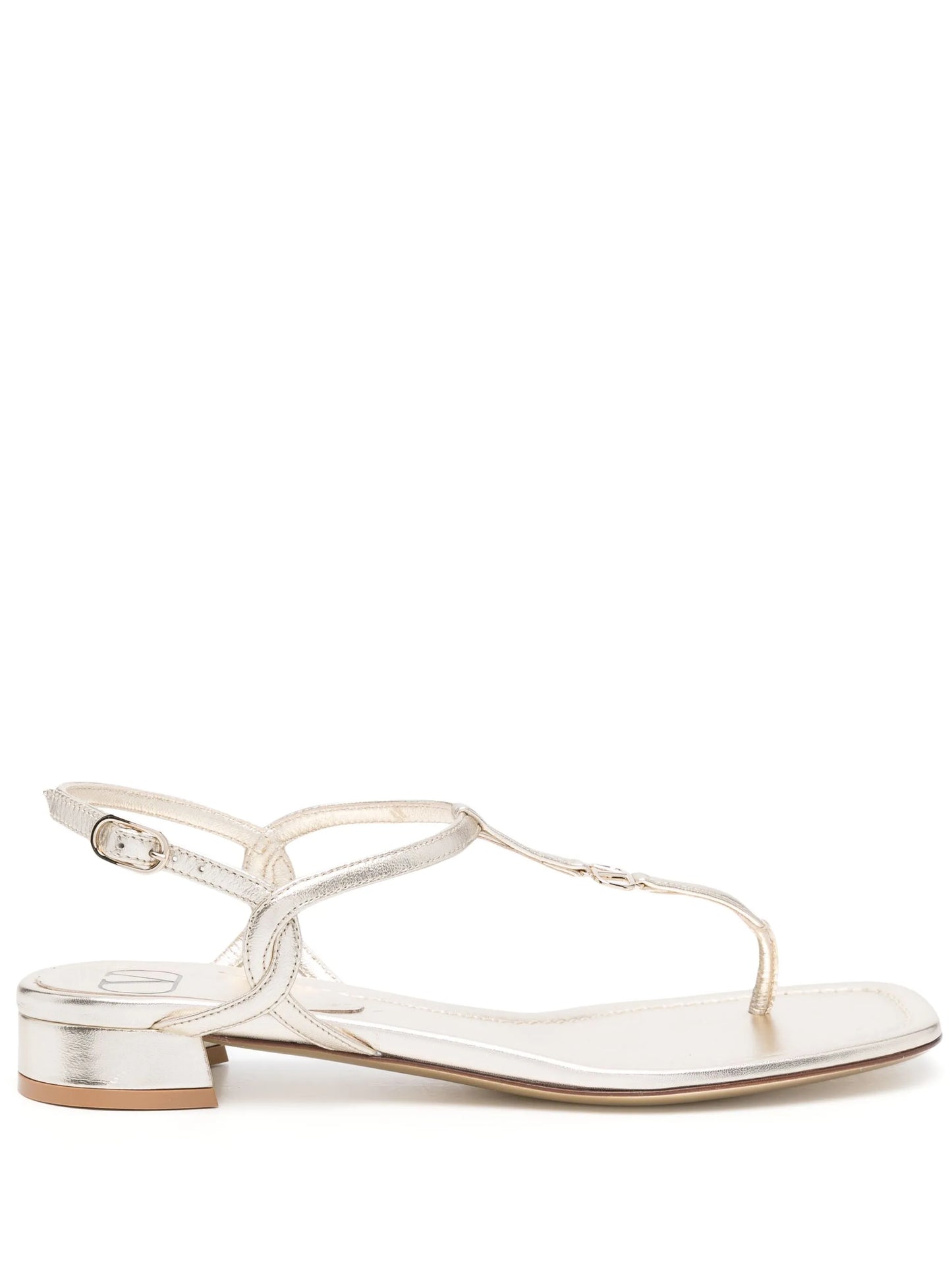 thong-strap metallic sandals