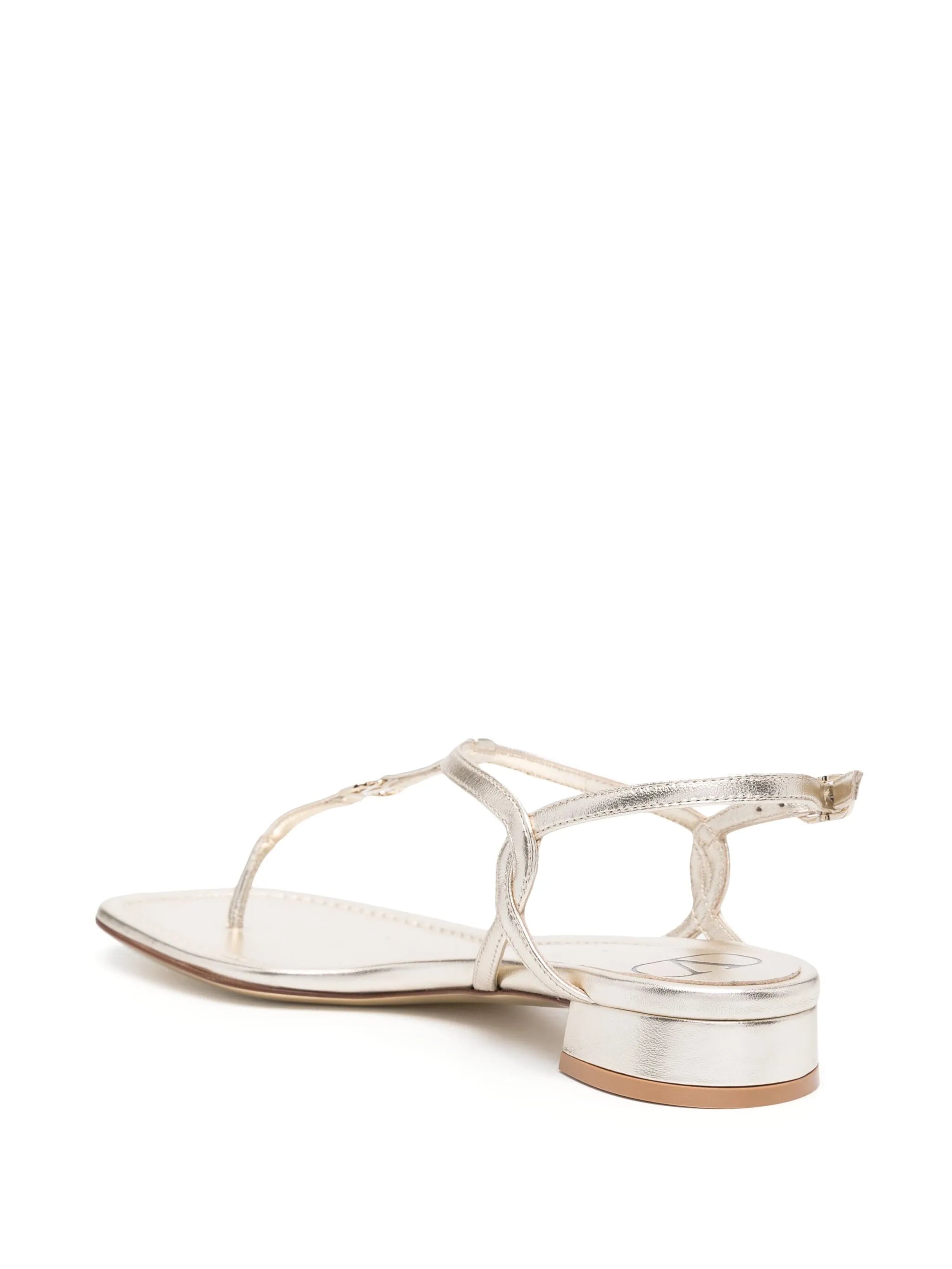 thong-strap metallic sandals