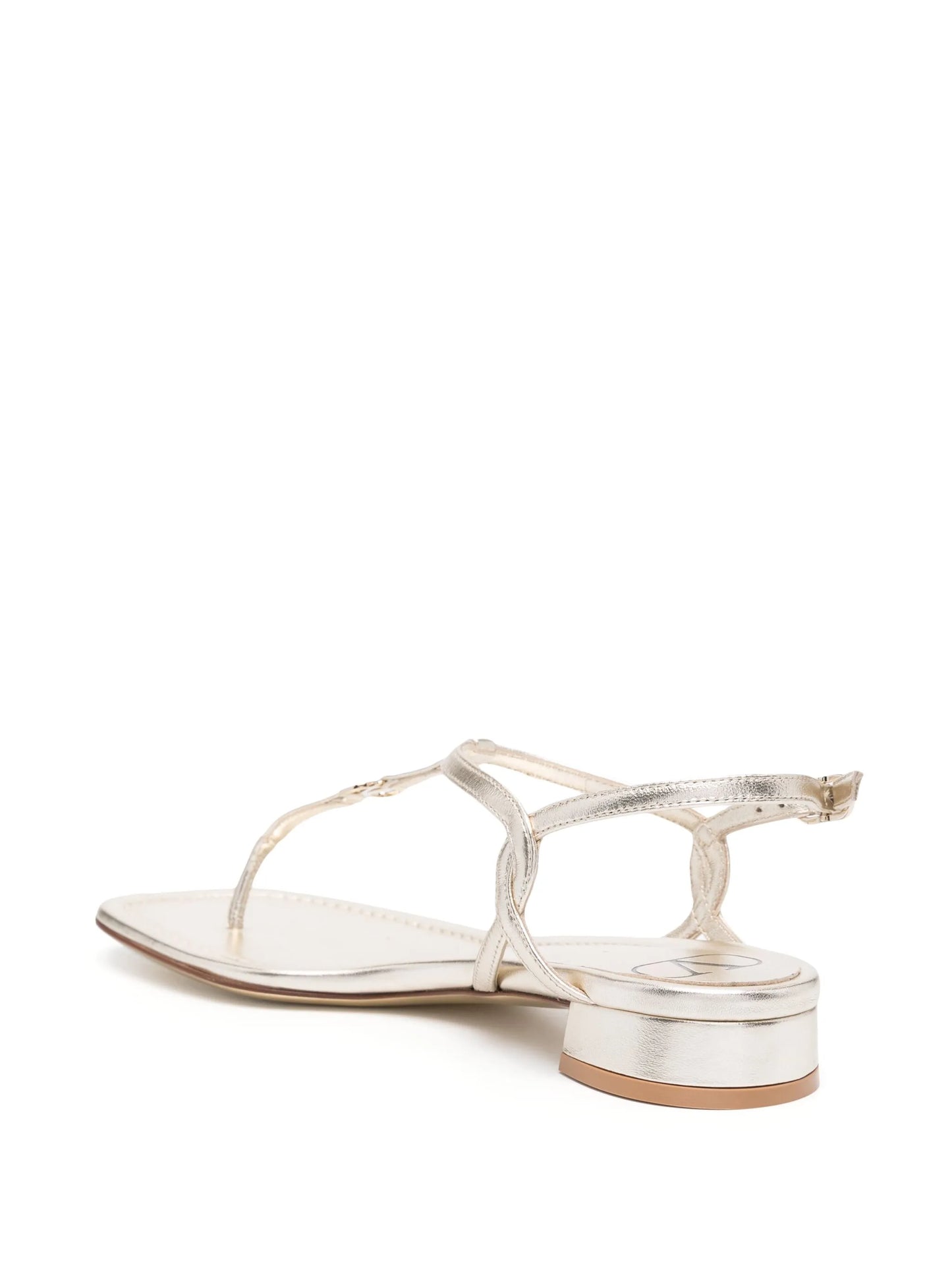thong-strap metallic sandals