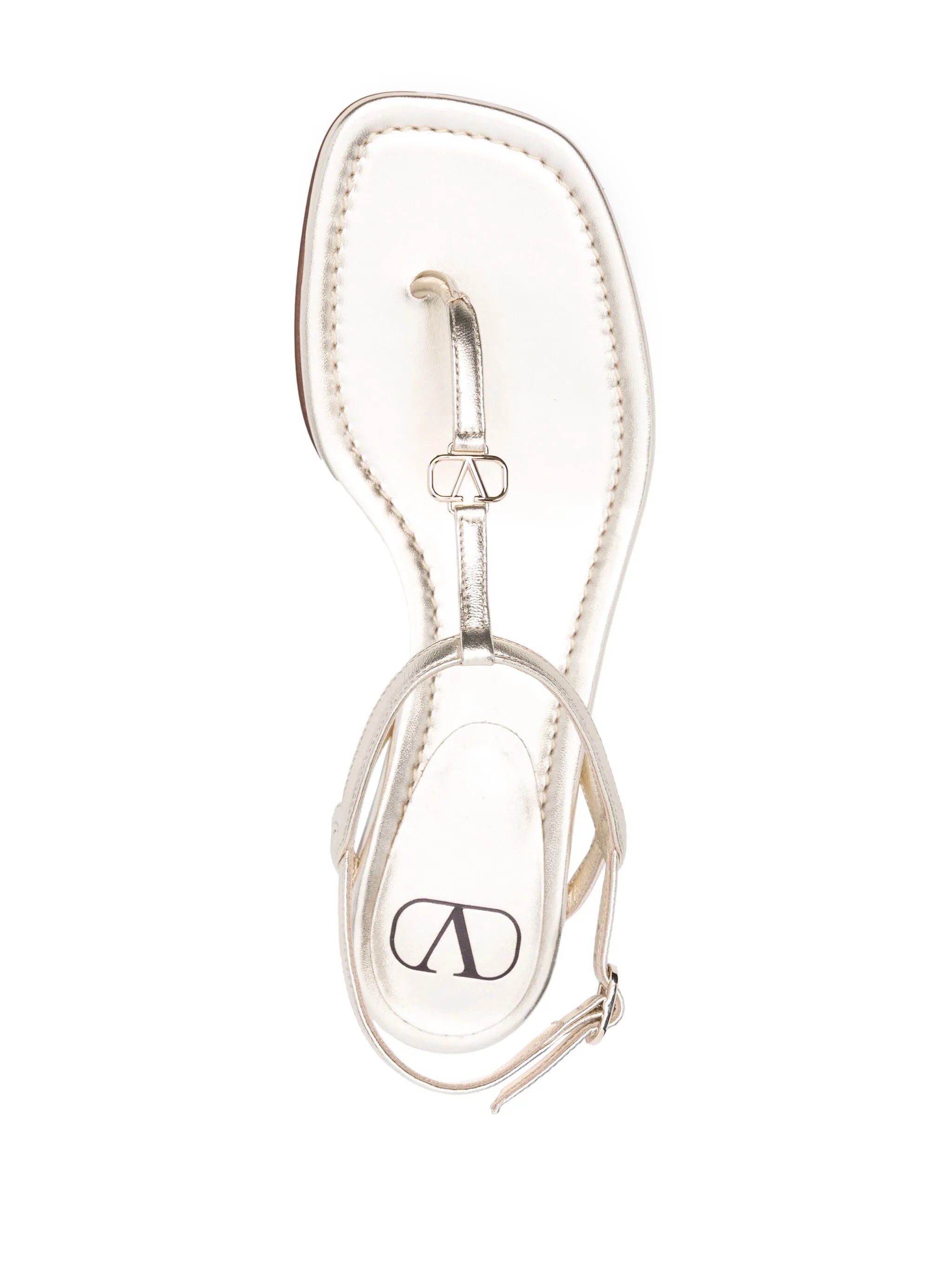 thong-strap metallic sandals