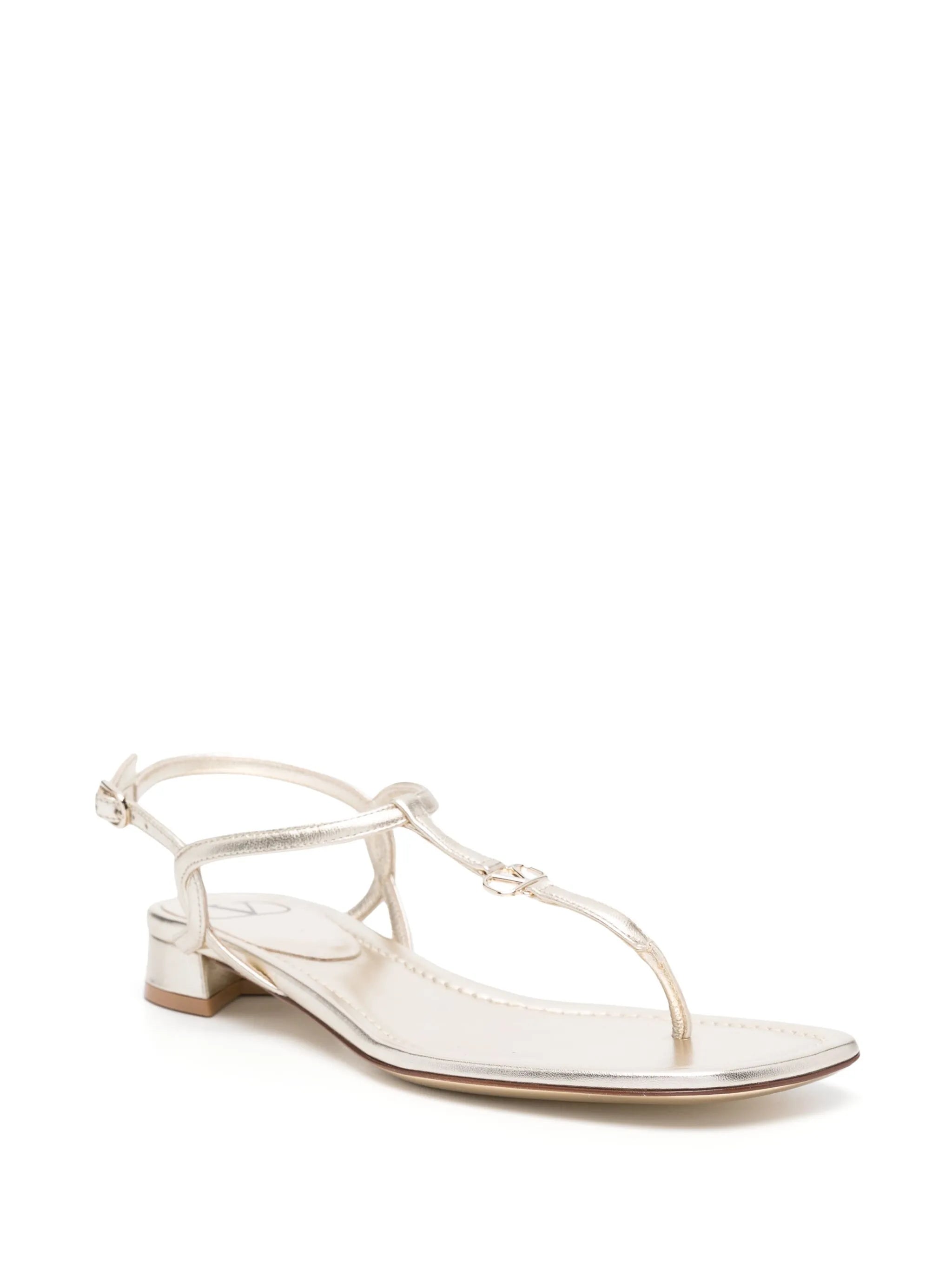 thong-strap metallic sandals