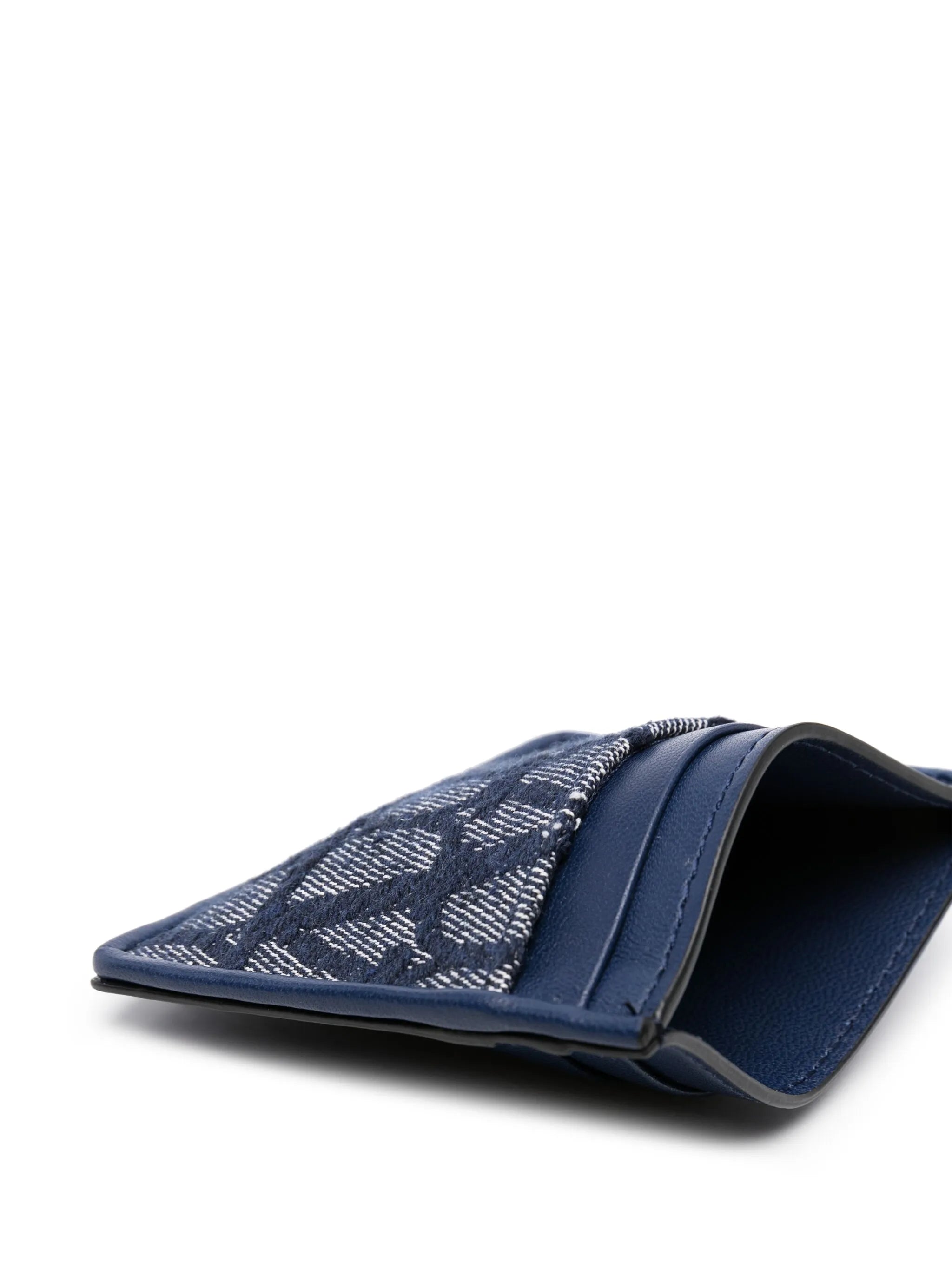 monogram-jacquard leather card holder
