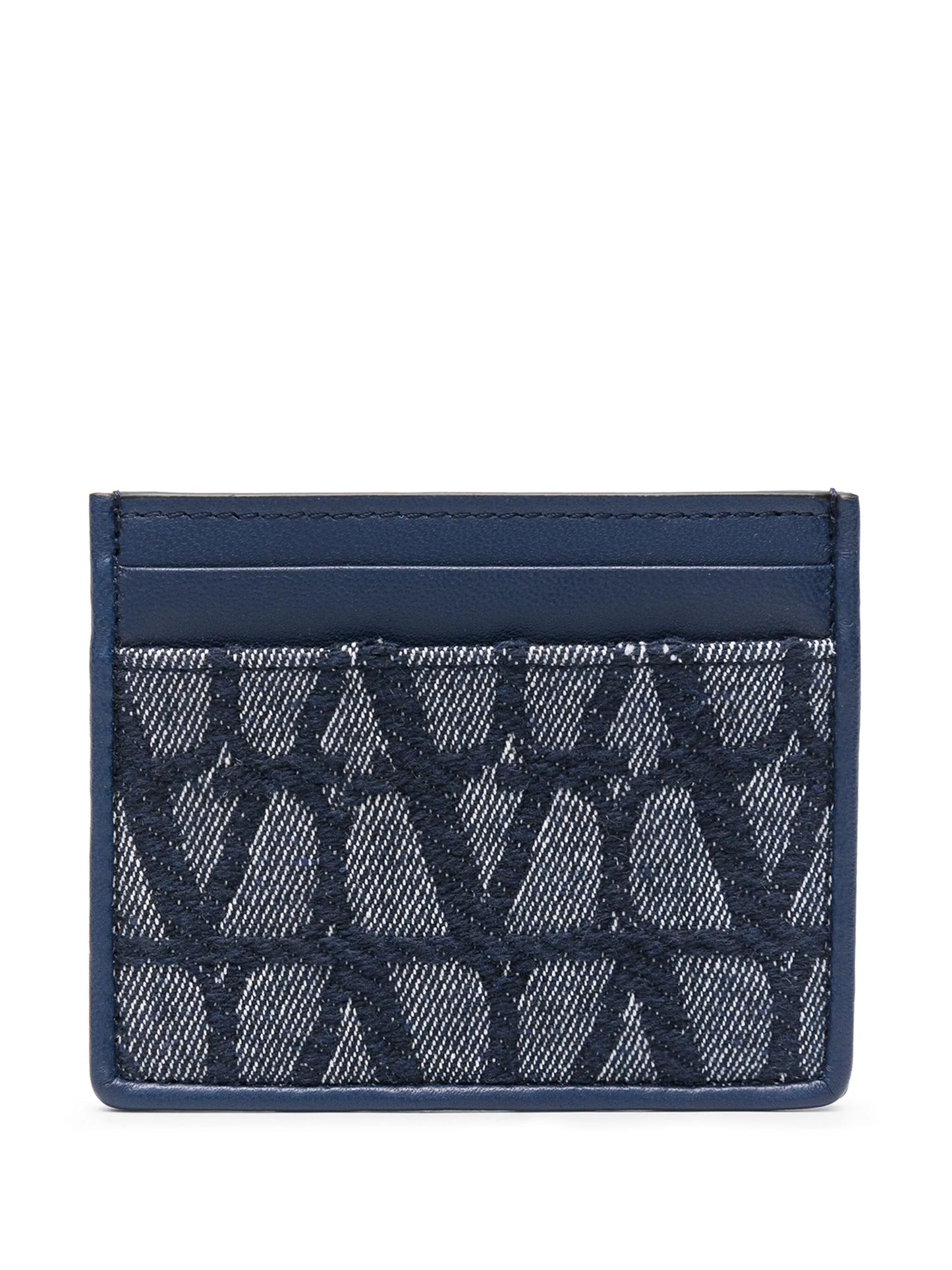 monogram-jacquard leather card holder