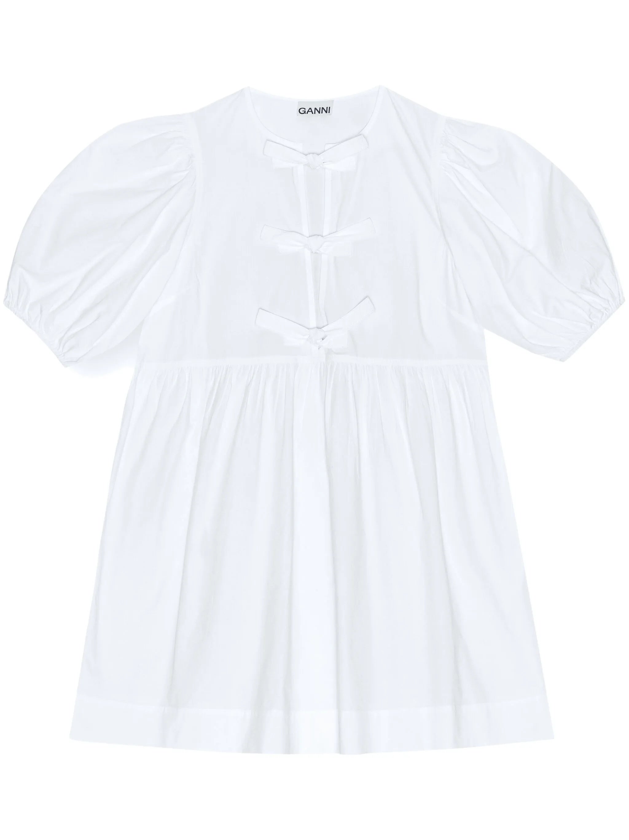bow-detail puff-sleeve dress
