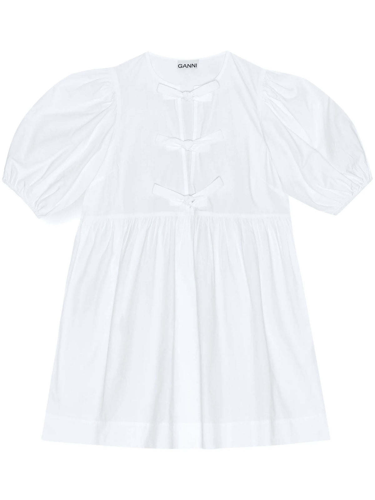 bow-detail puff-sleeve dress