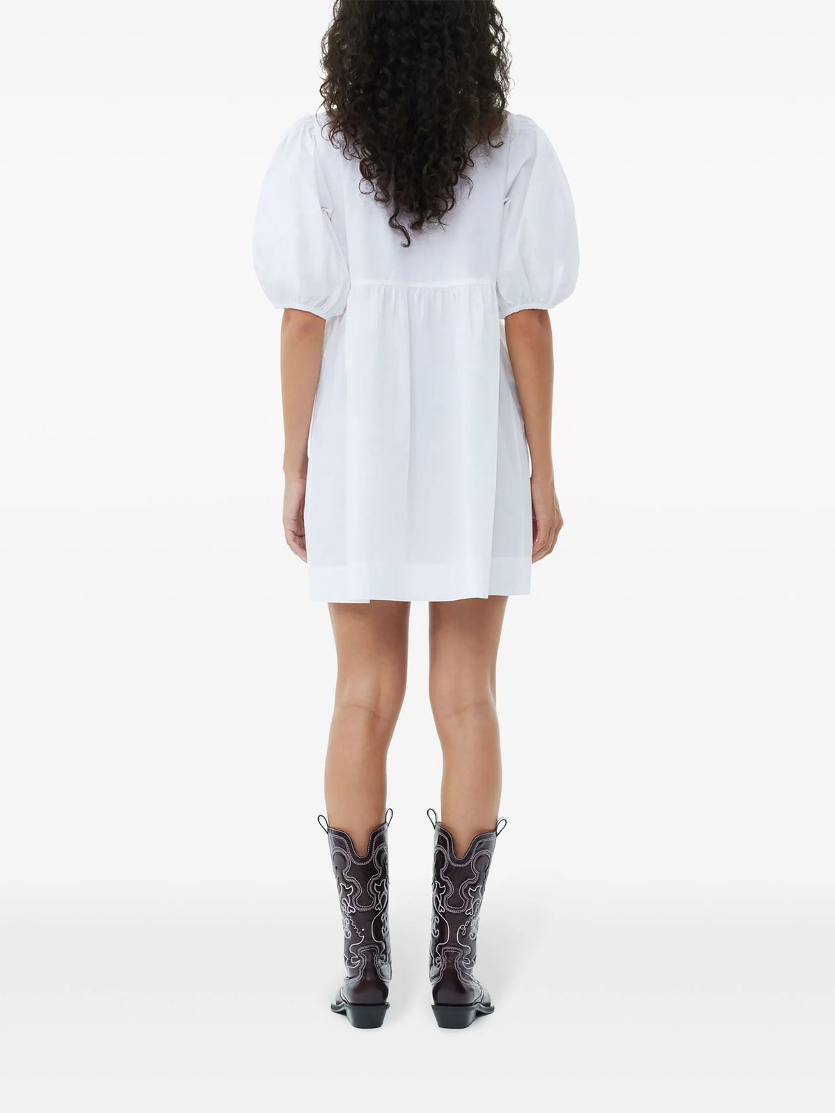 bow-detail puff-sleeve dress